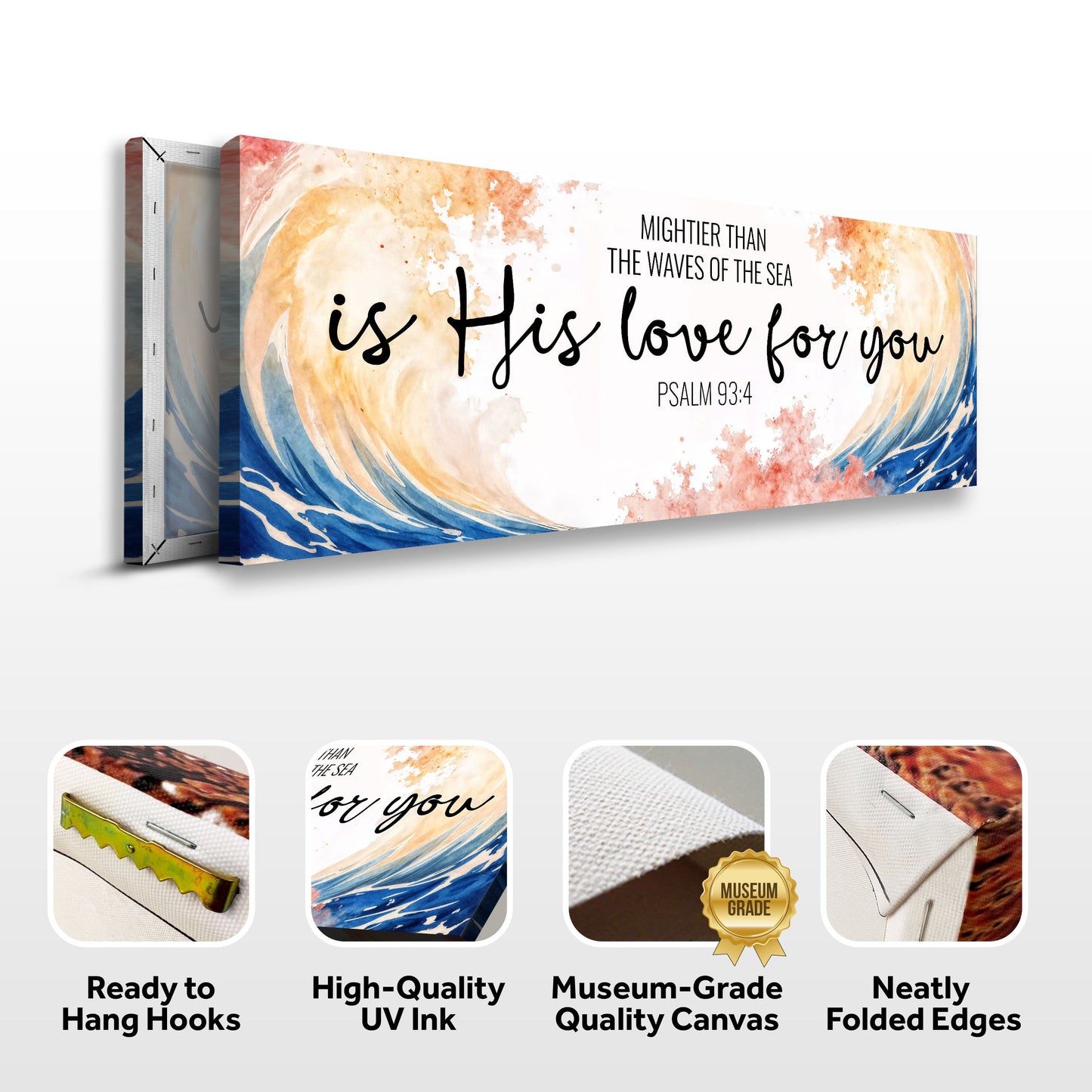Mightier Than the Waves Psalm 93:4 Canvas Wall Art