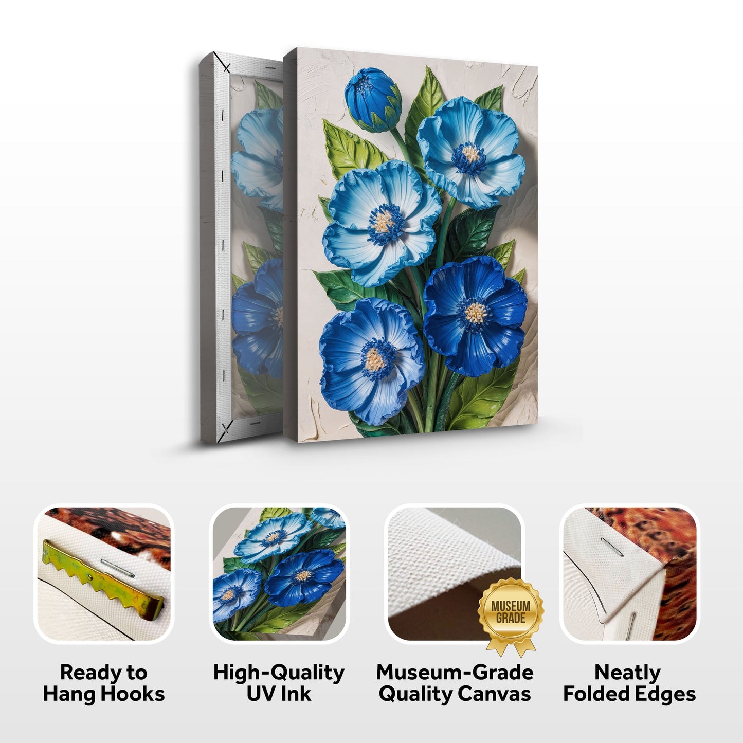 Blue Blossom Bouquet Floral Canvas Wall Art
