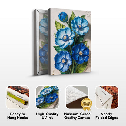 Blue Blossom Bouquet Floral Canvas Wall Art