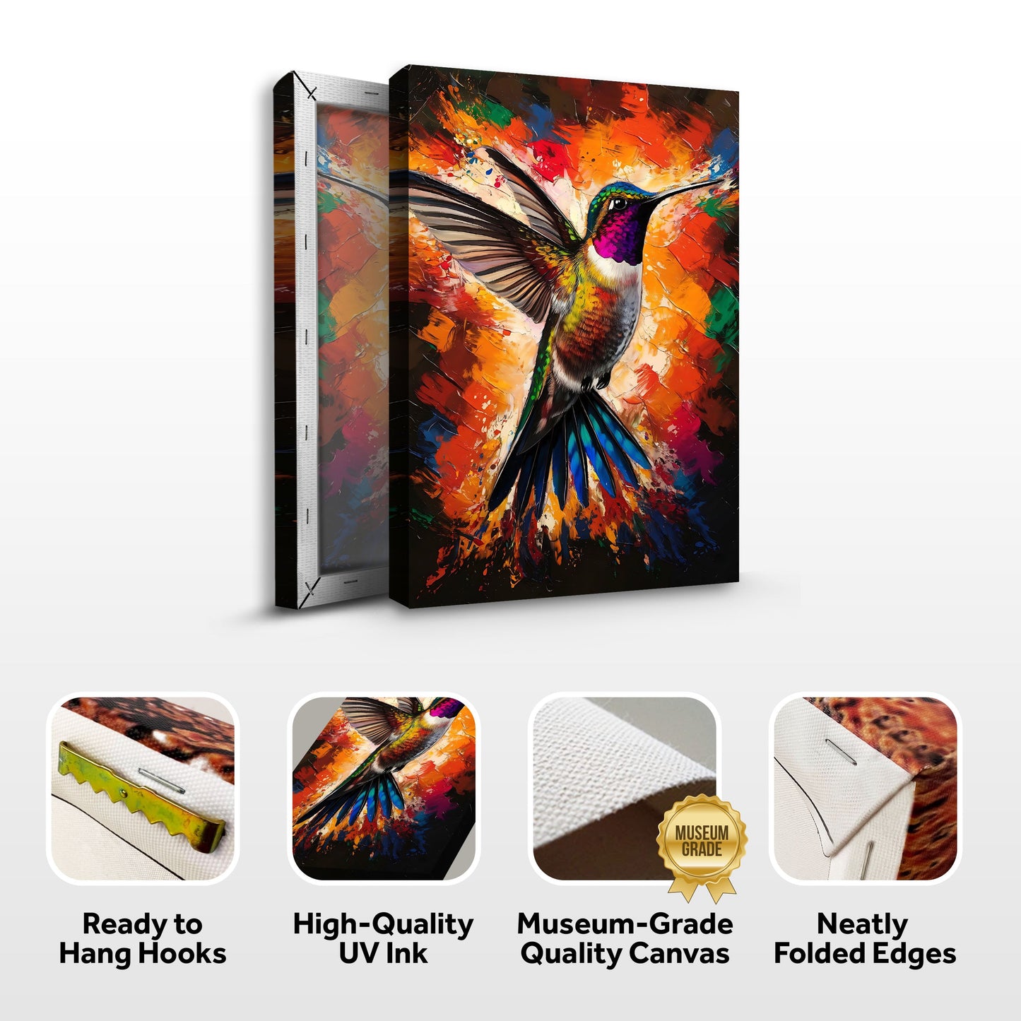 Hummingbird Abstract Canvas Wall Art