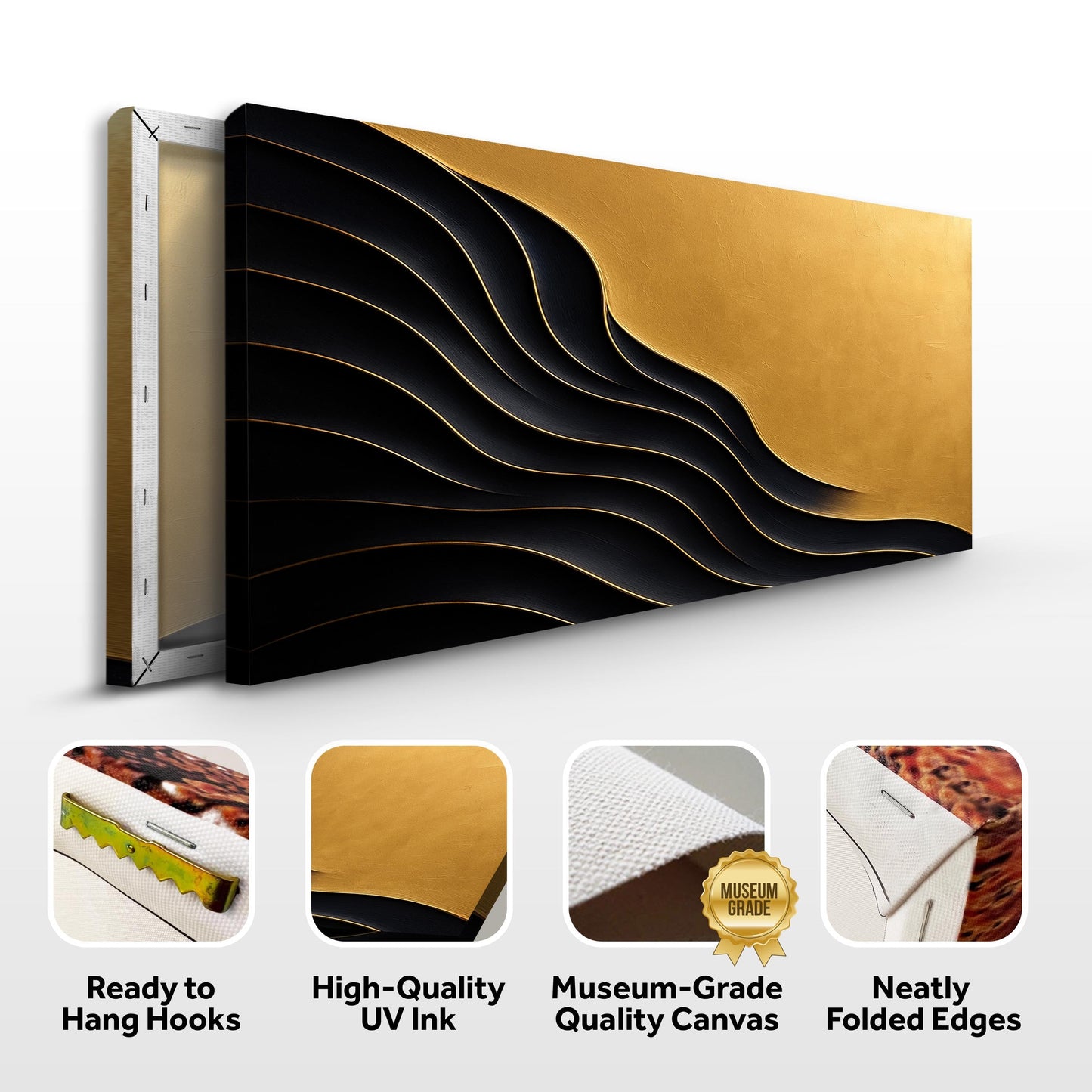 Black and Gold Minimalist Abstract Canvas Wall Art