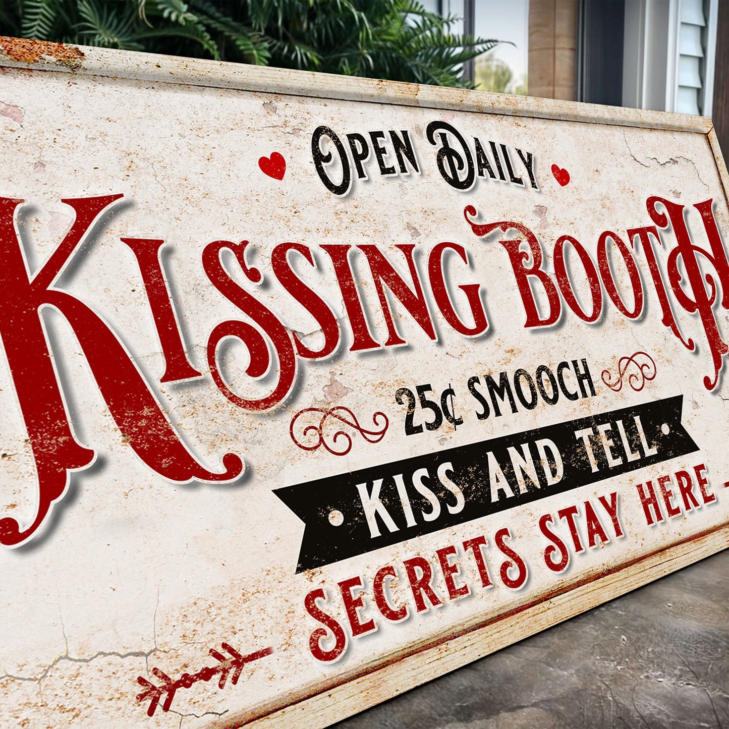 Vintage Rustic Kissing Booth Canvas Sign IV