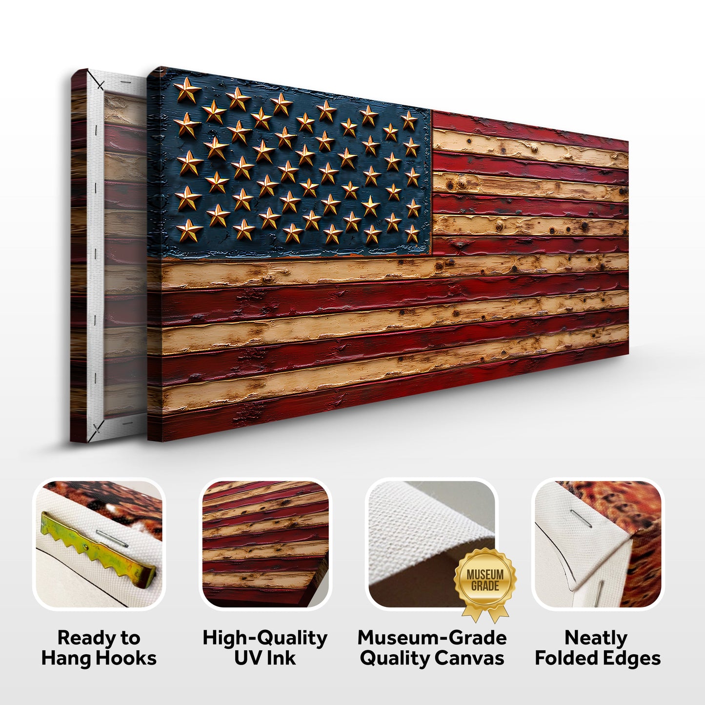 Old Glory American Flag Canvas Wall Art