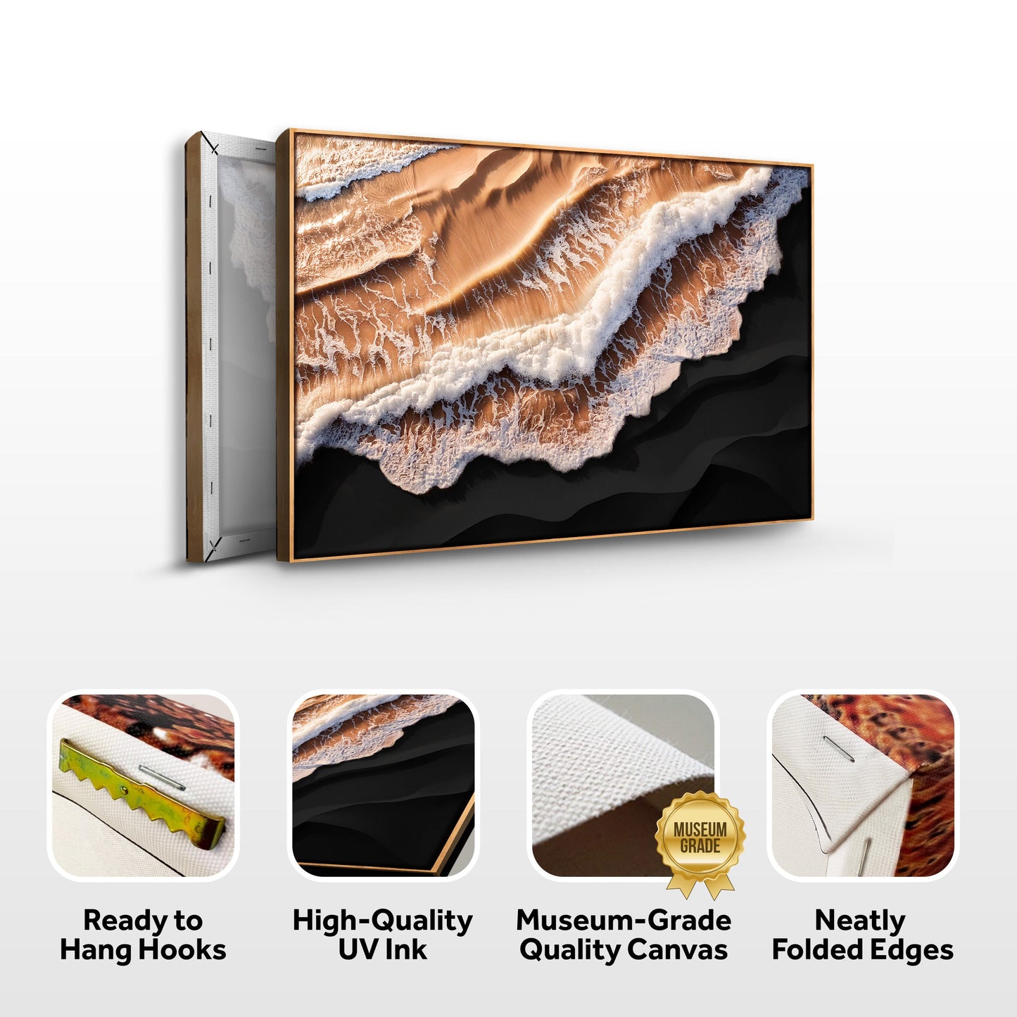 Amber Ocean Waves Canvas Wall Art