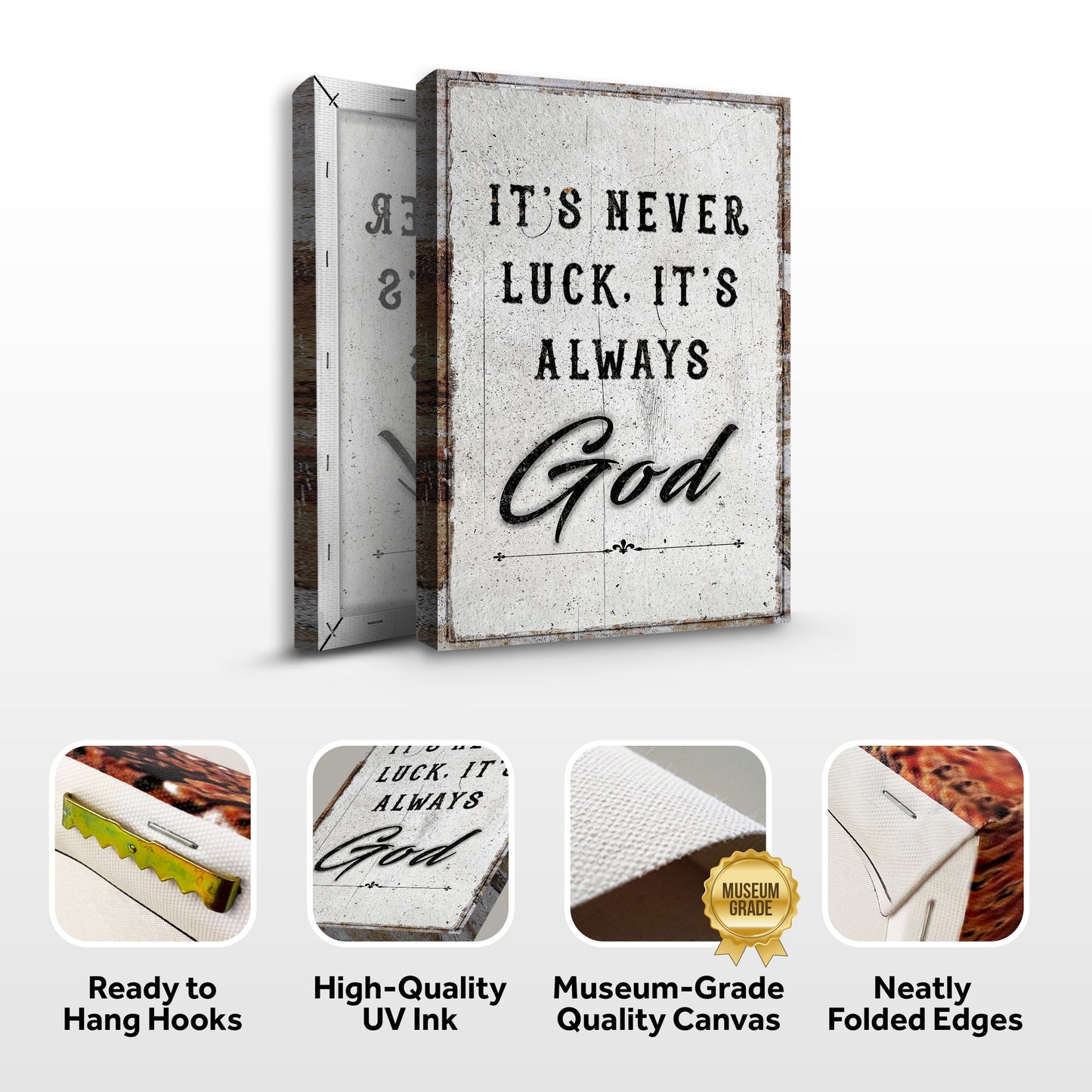 It's Never Luck It's Always God Faith Canvas Wall Art