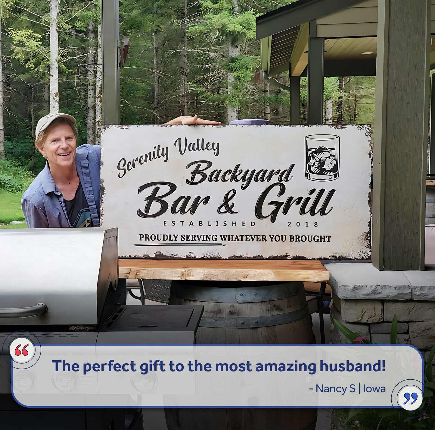Backyard Bar And Grill Canvas Sign XVI