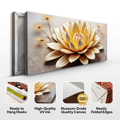 Golden Lotus Minimalist Abstract Canvas Wall Art