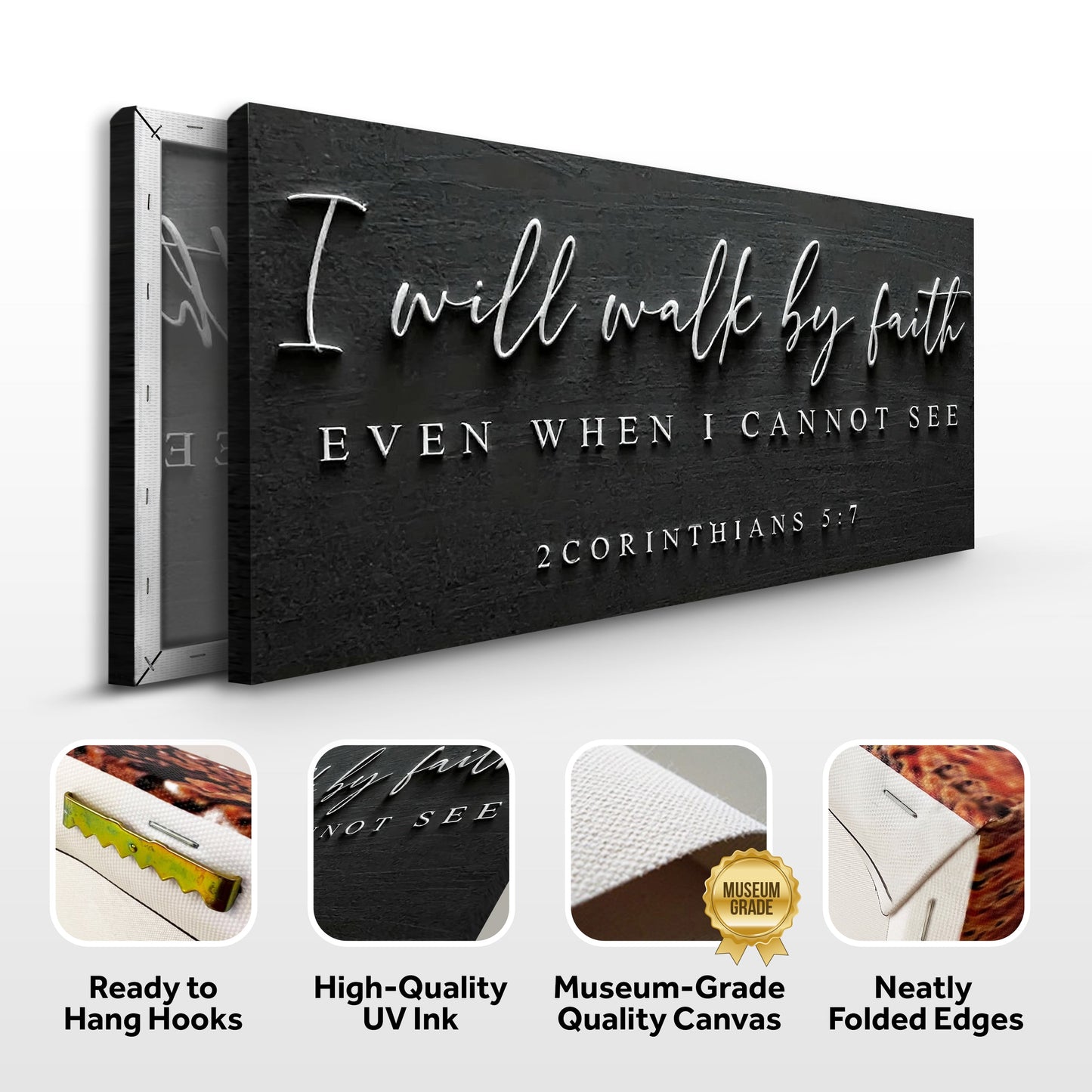 I Will Walk By Faith 2 Corinthians 5:7 Canvas Sign