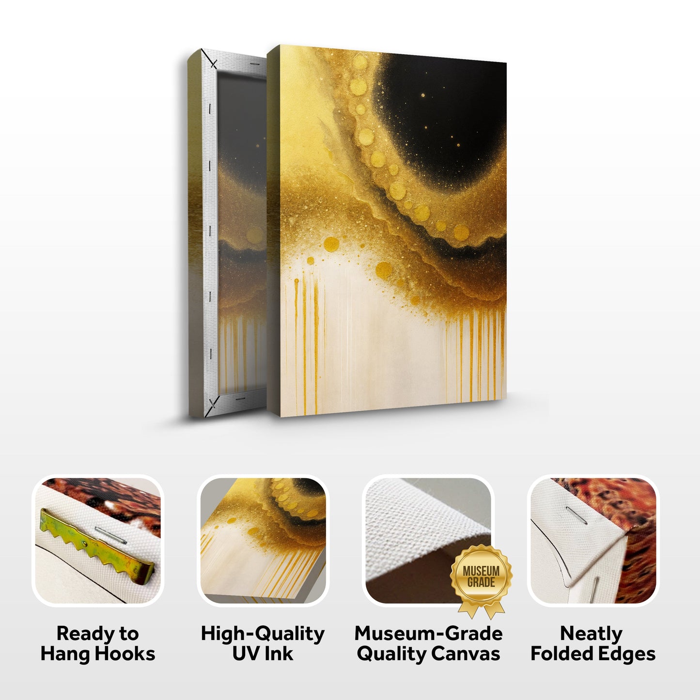 Minimalist Black and Gold Abstract Canvas Wall Art