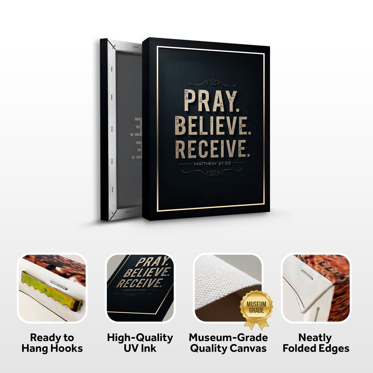 Matthew 21:22 Pray Believe Receive Faith Canvas Wall Art