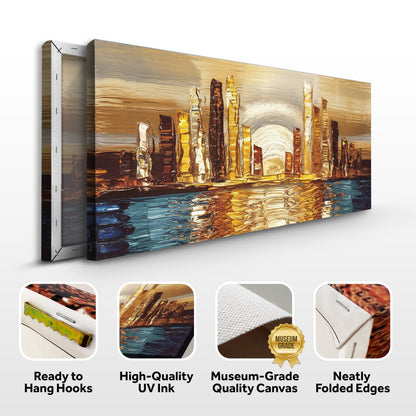 Golden Metropolis Abstract Impasto Canvas Wall Art