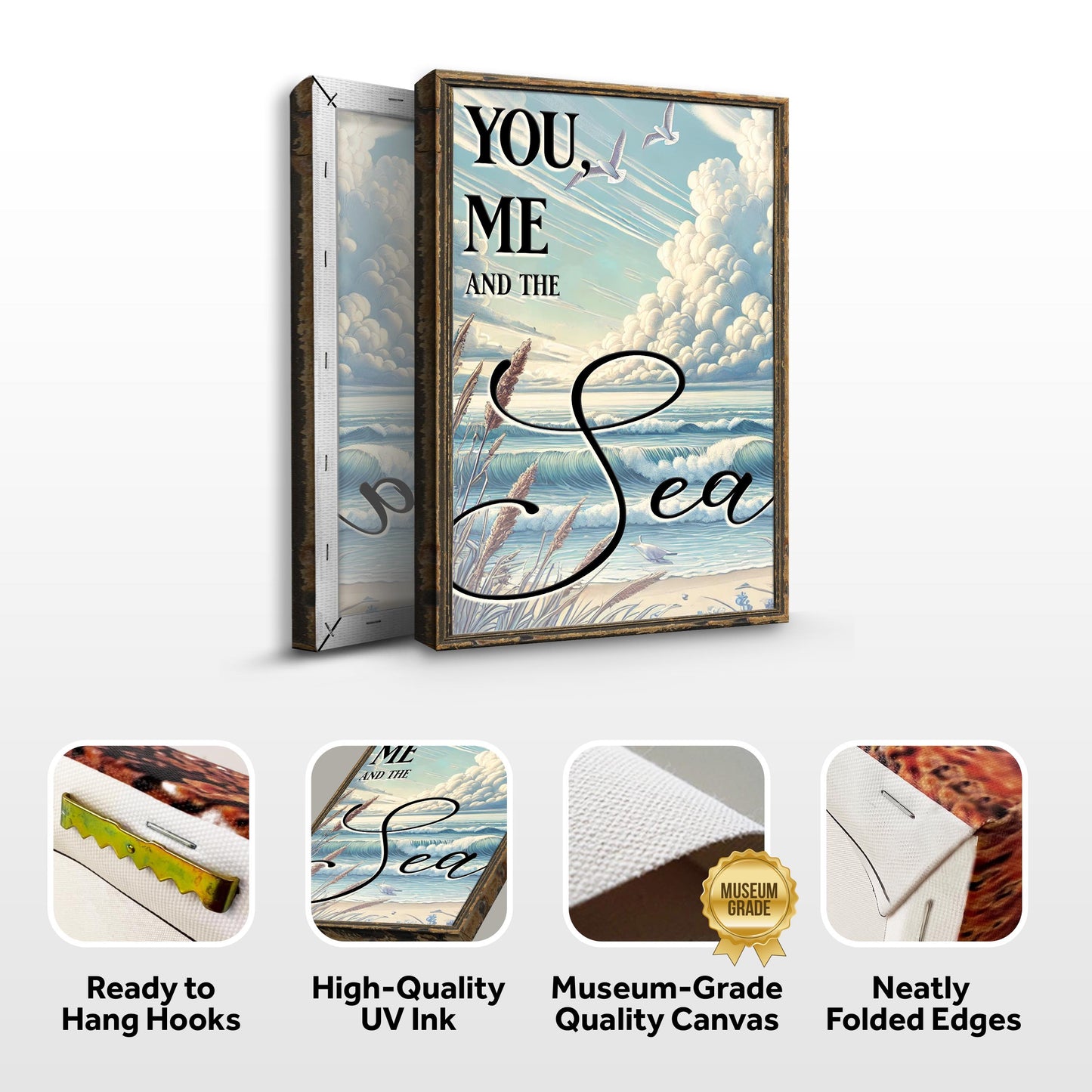 You Me and the Sea Beach Canvas Wall Art
