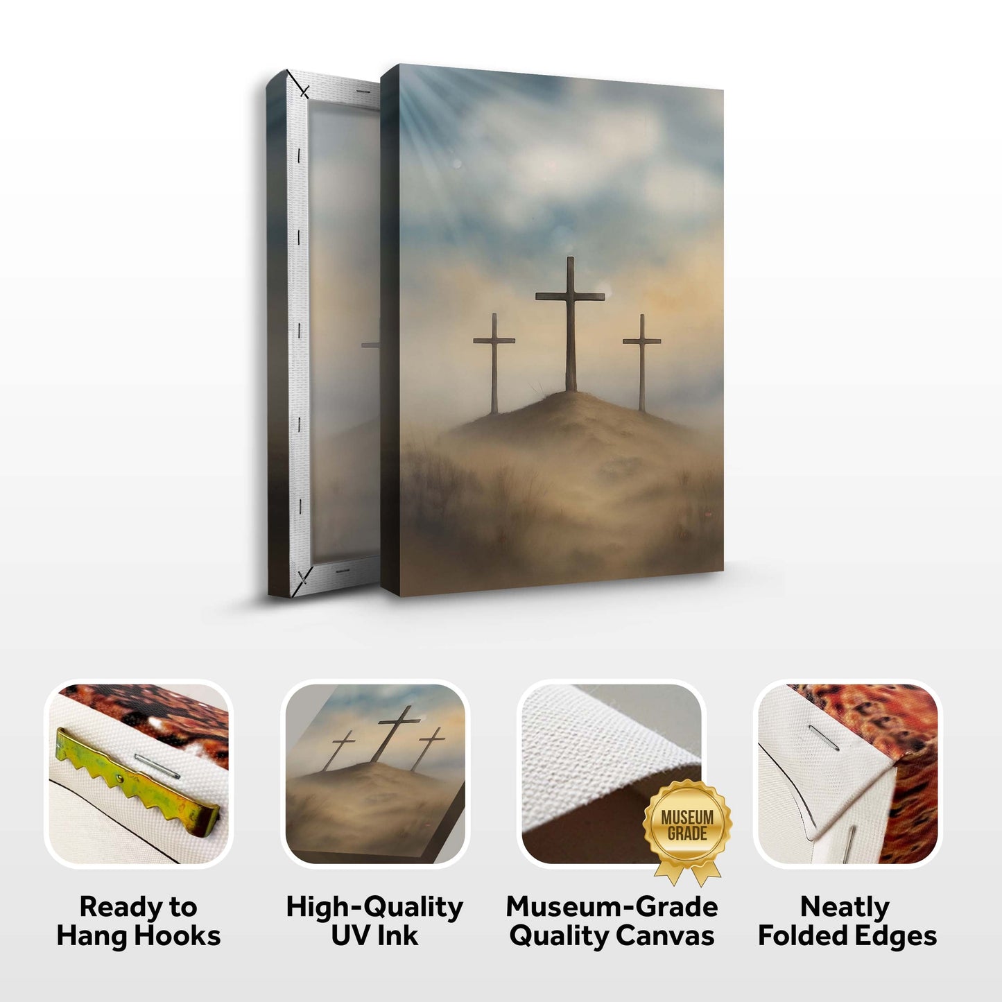 Three Crosses on Calvary Faith Canvas Wall Art