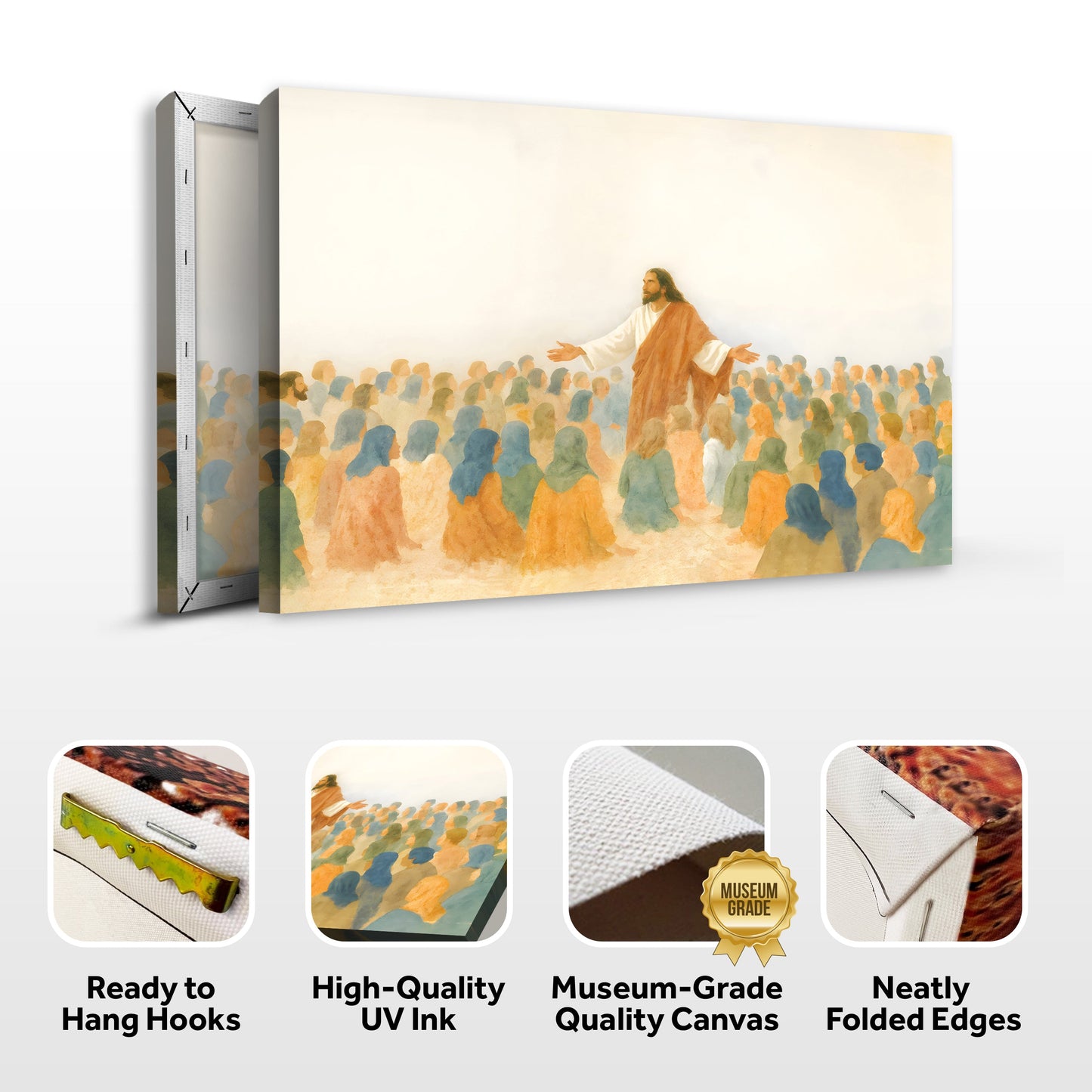 Jesus Speaking to Crowd Faith Canvas Wall Art