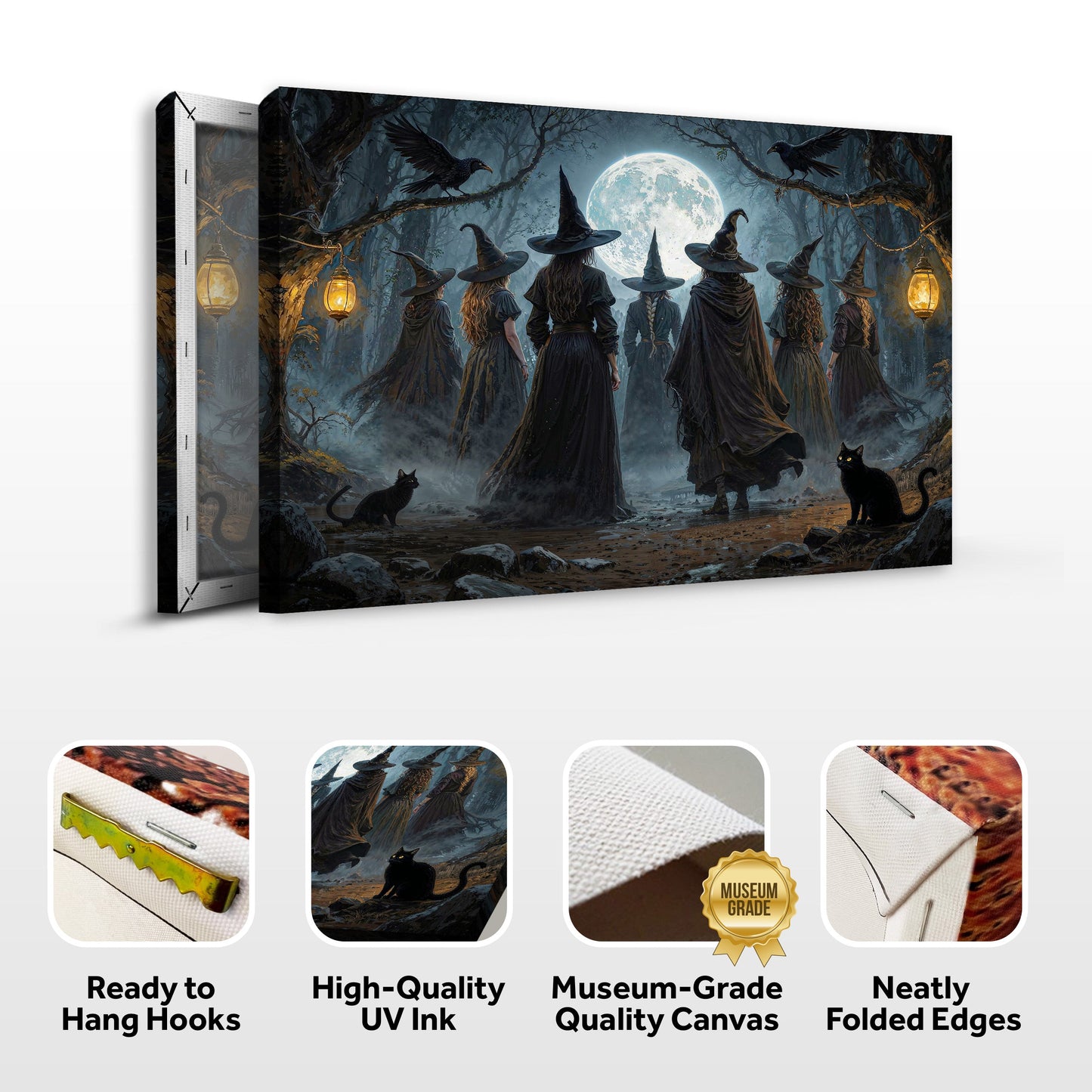 Coven of Witches Halloween Canvas Wall Art