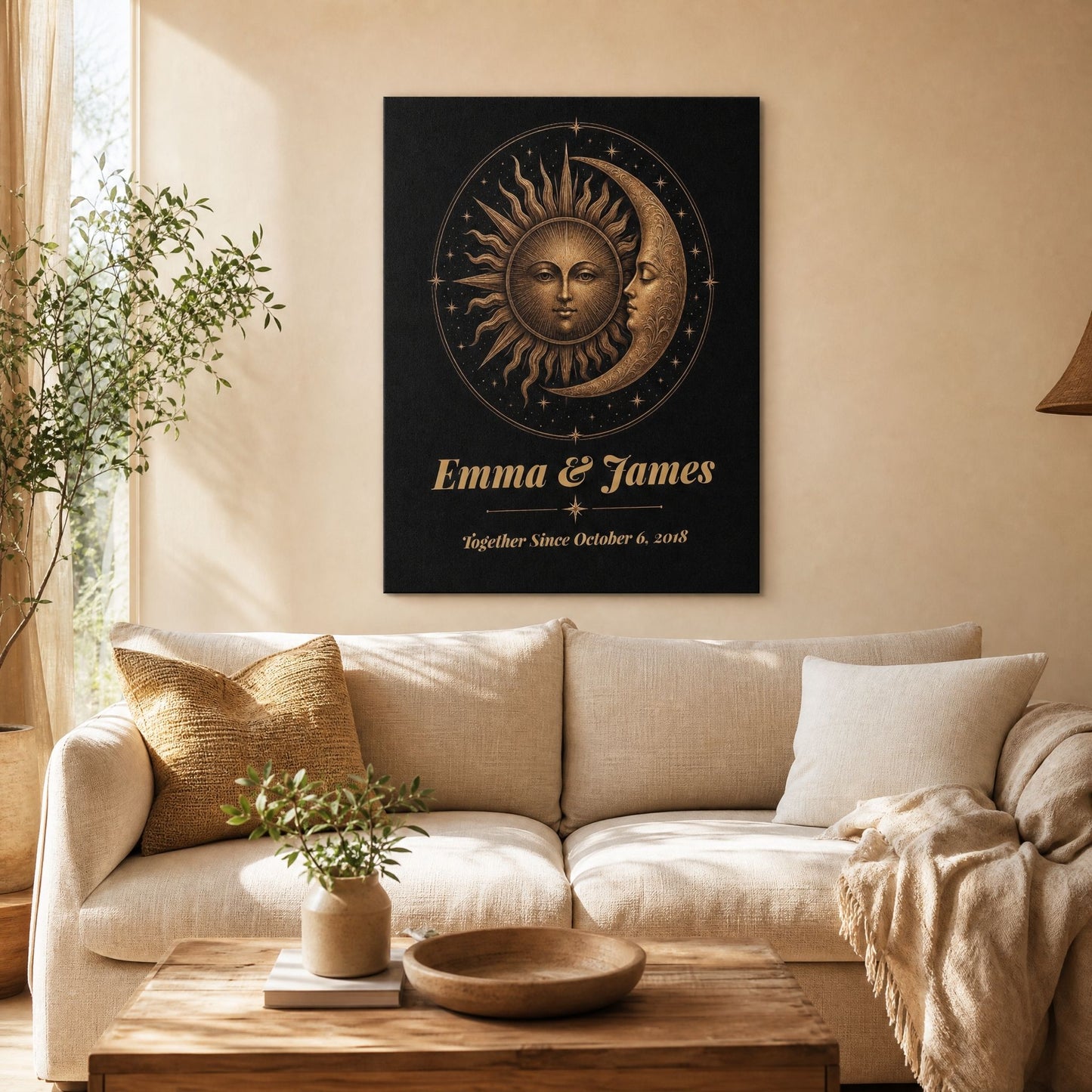 Personalized Sun & Moon Bronze Anniversary Canvas