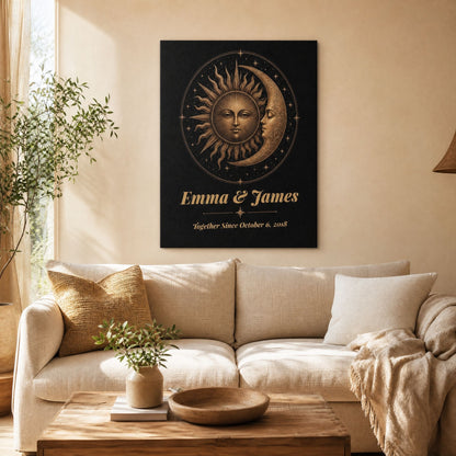 Personalized Sun & Moon Bronze Anniversary Canvas