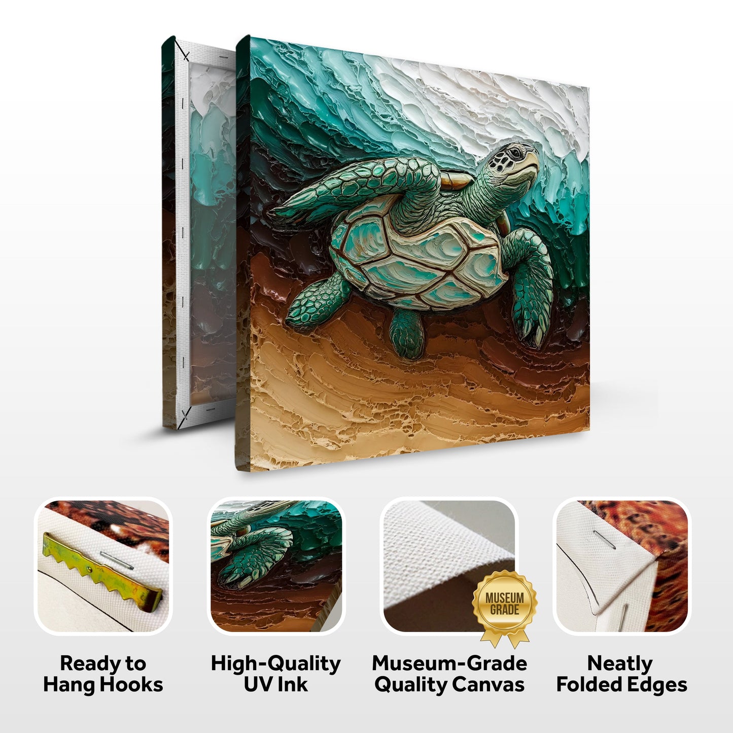 3D Turtle Canvas Wall Art