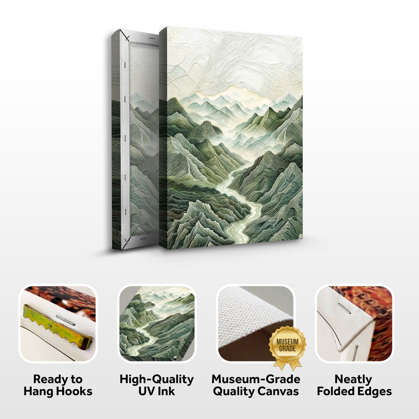 Abstract Mountain And River Landscape Canvas Wall Art