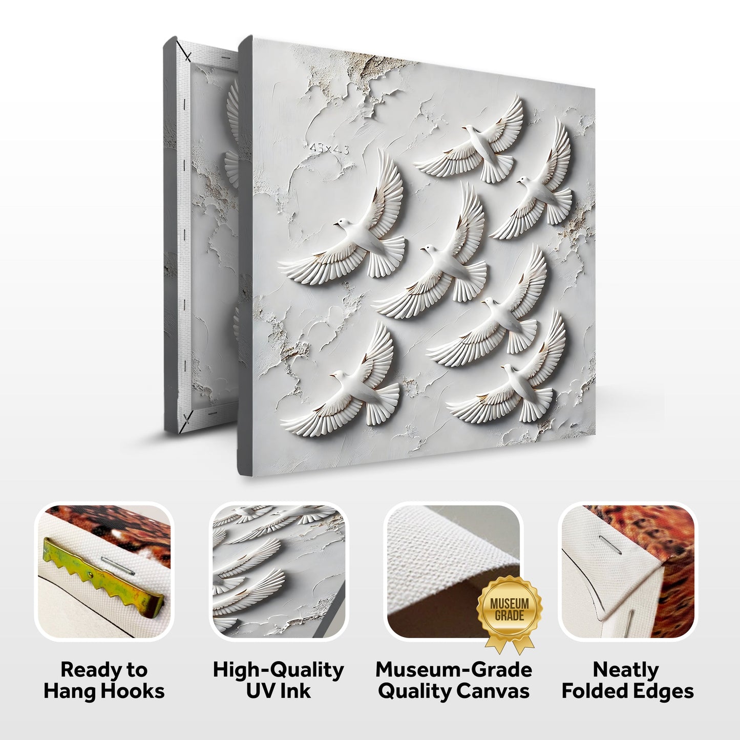 3D Birds Canvas Wall Art