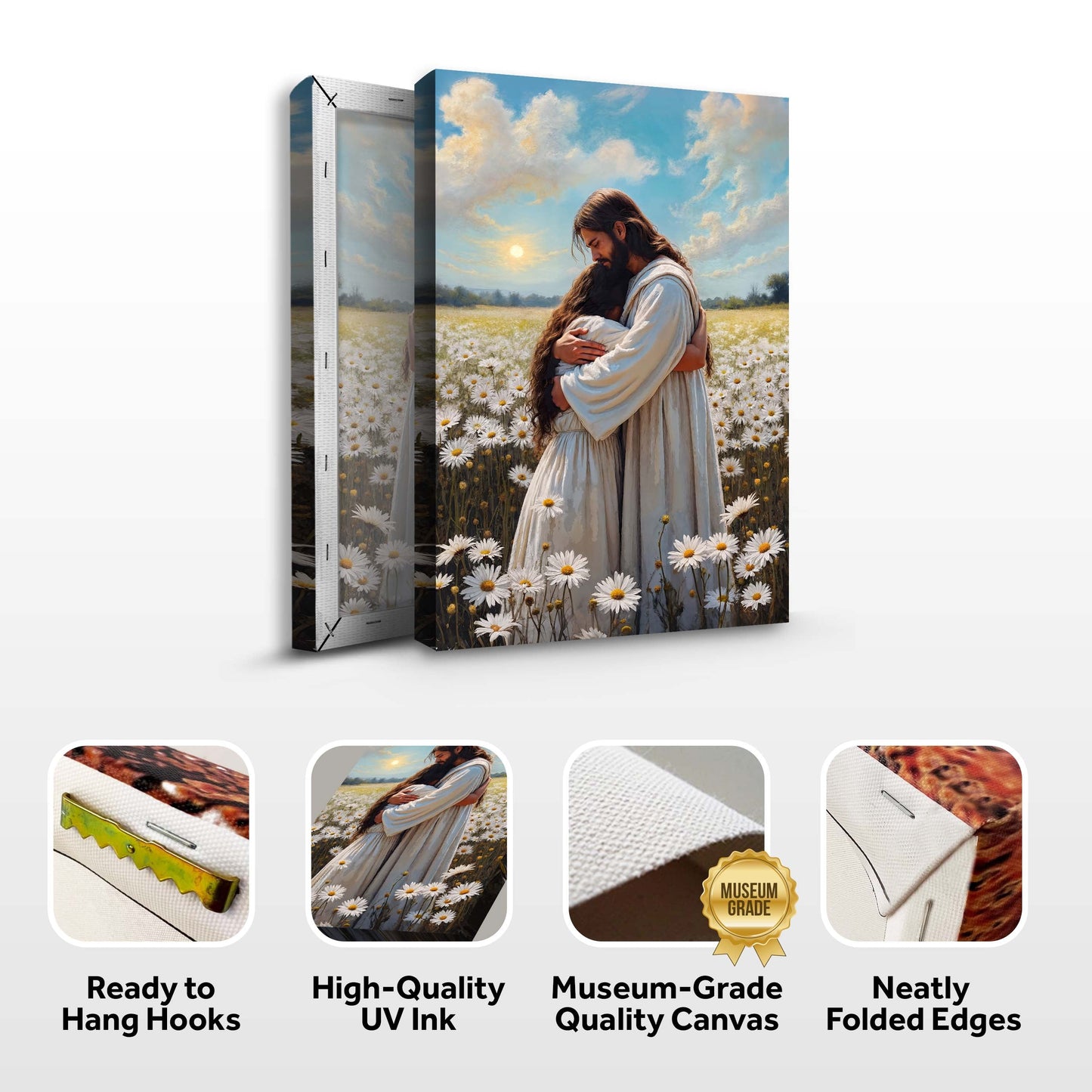 Jesus Hugging Woman Faith Canvas Wall Art