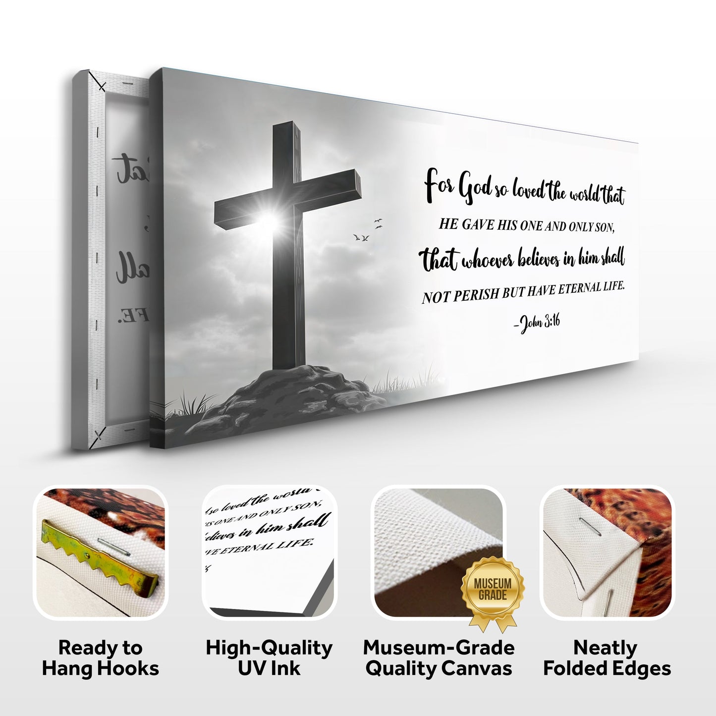 John 3:16 Christian Canvas Wall Art Sign