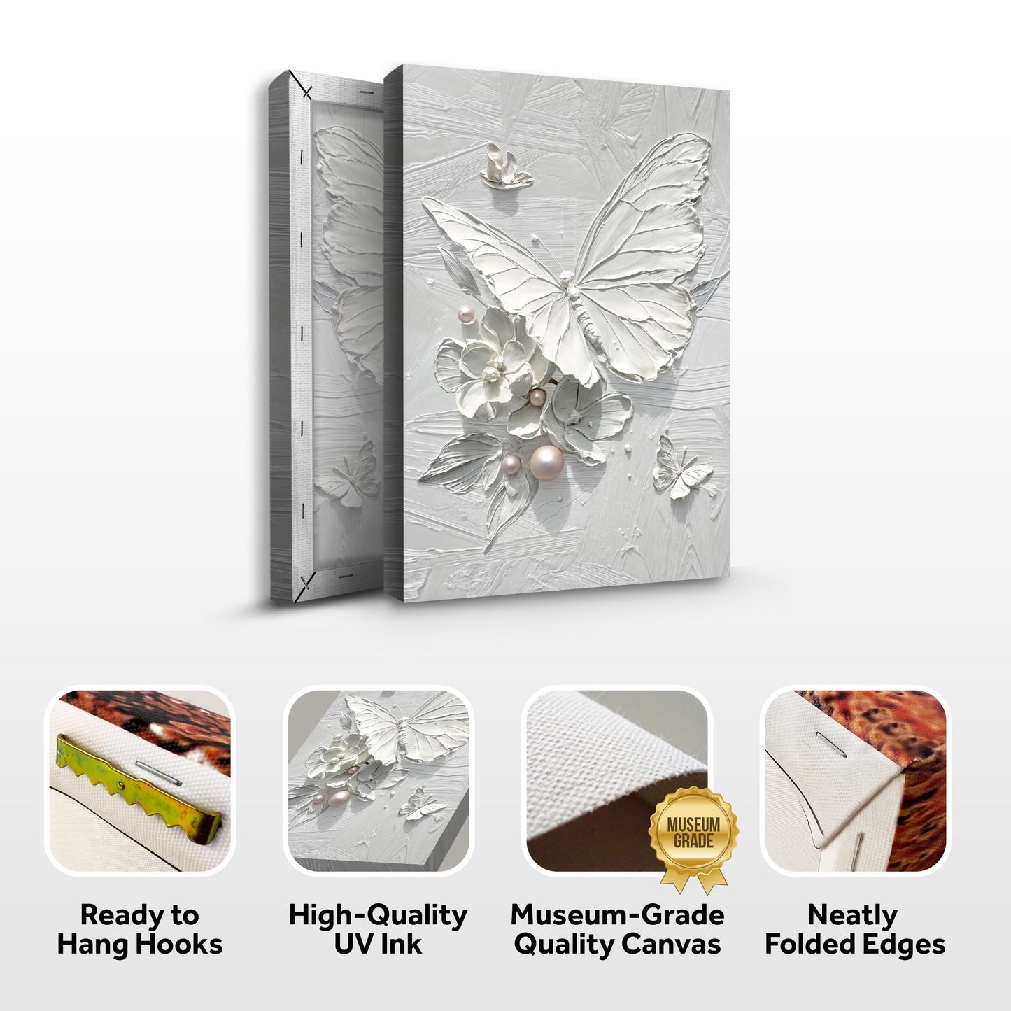 White Butterfly Canvas Wall Art