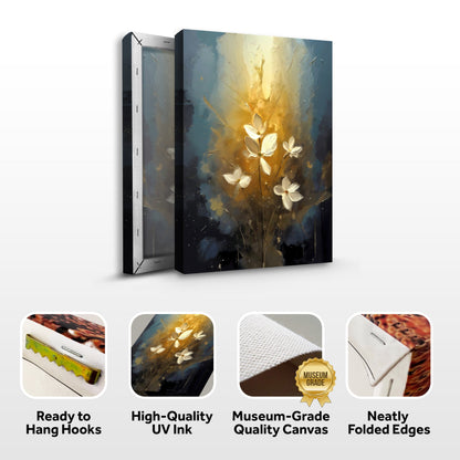 Golden Glow Flower Canvas Wall Art - Elegant Floral Print