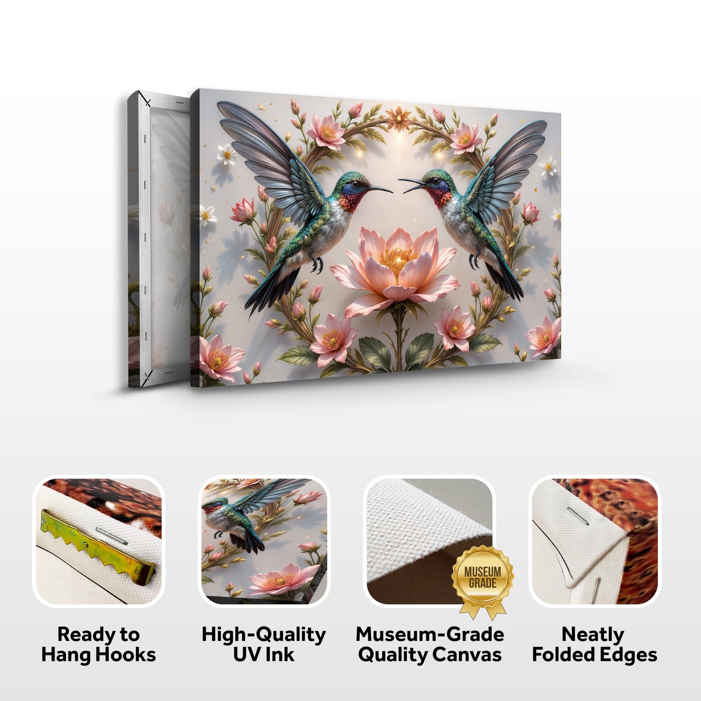 3D Hummingbirds Canvas Wall Art VI