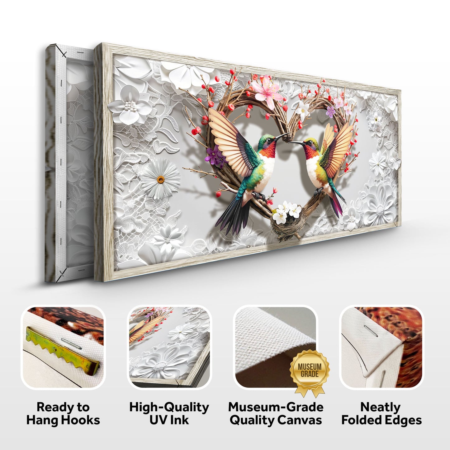 3D Hummingbirds Canvas Wall Art IV
