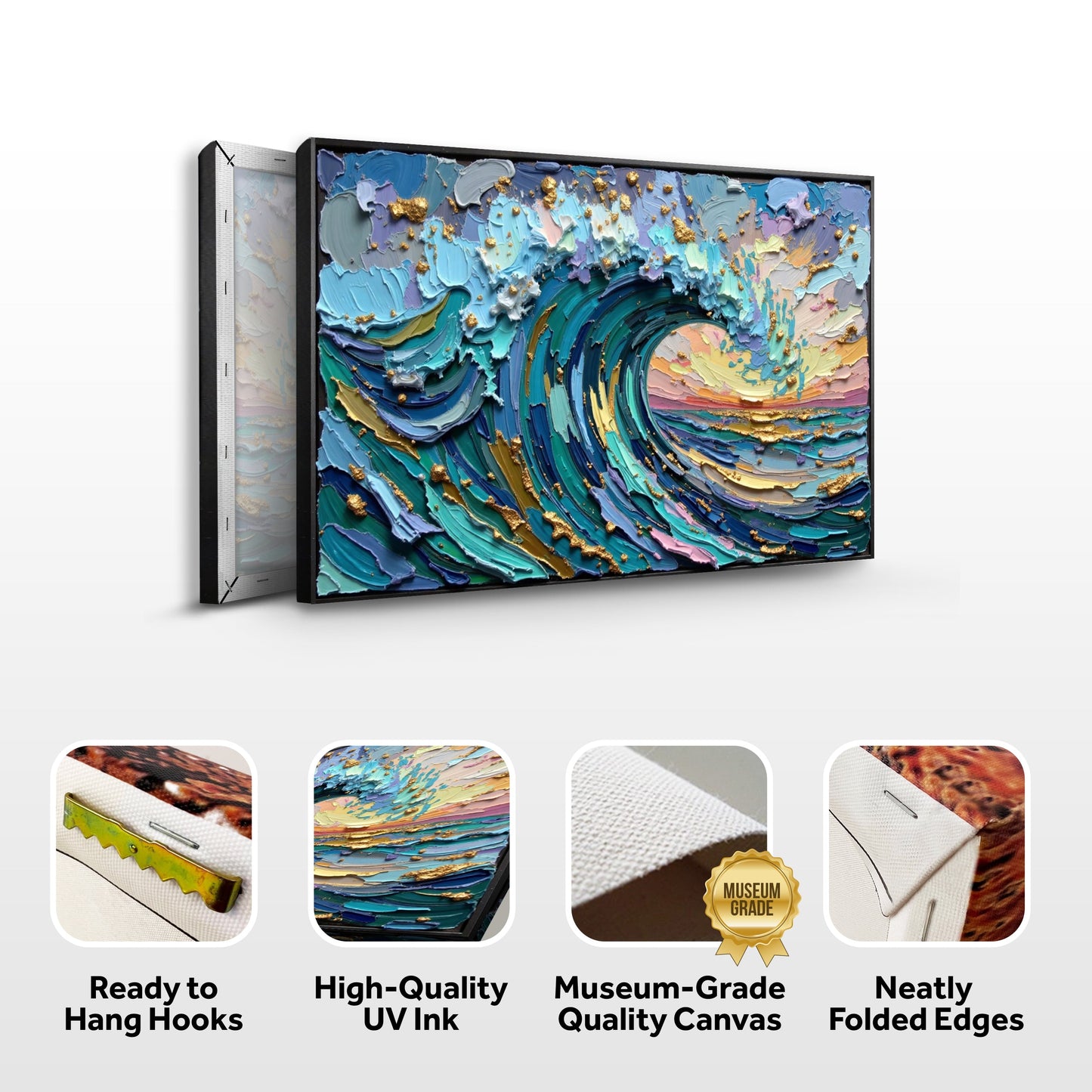 Golden Tide Canvas Wall Art - Coastal Ocean Print