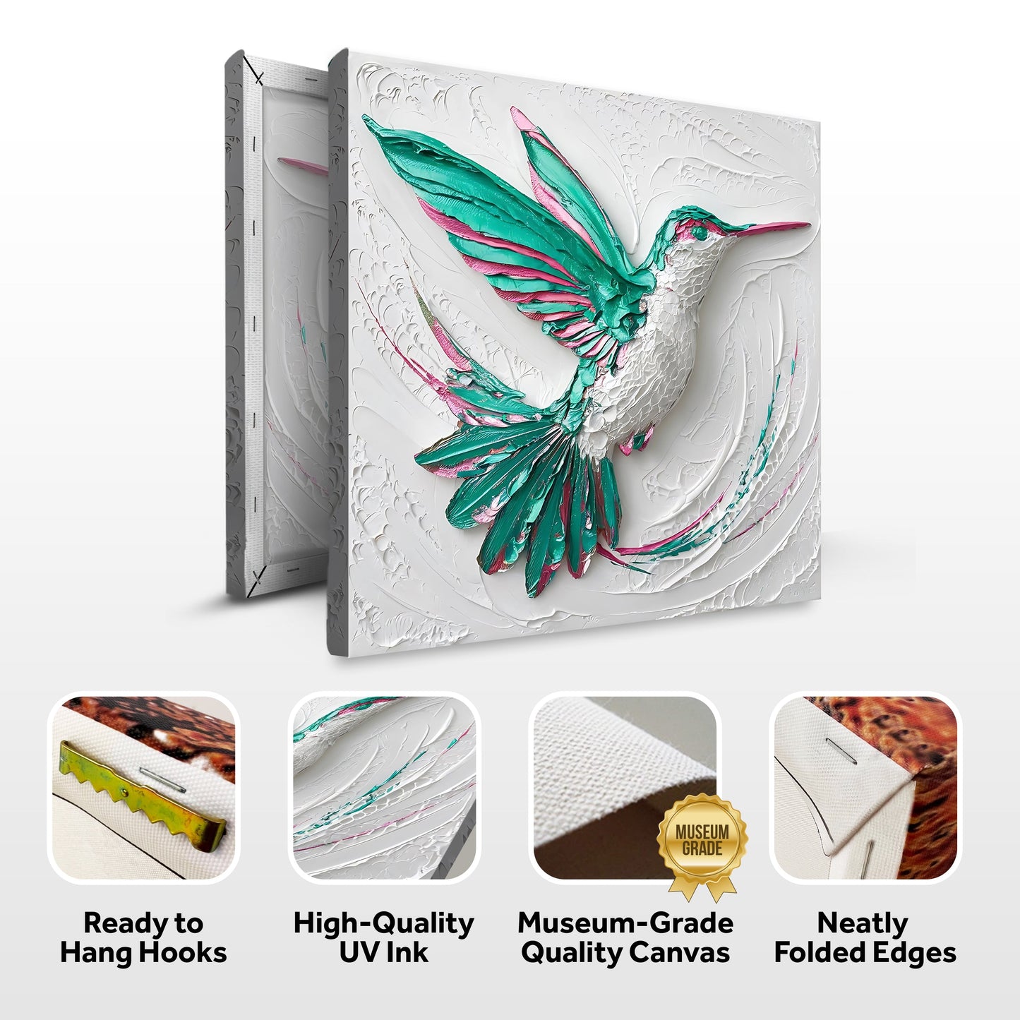 3D Hummingbird Canvas Wall Art