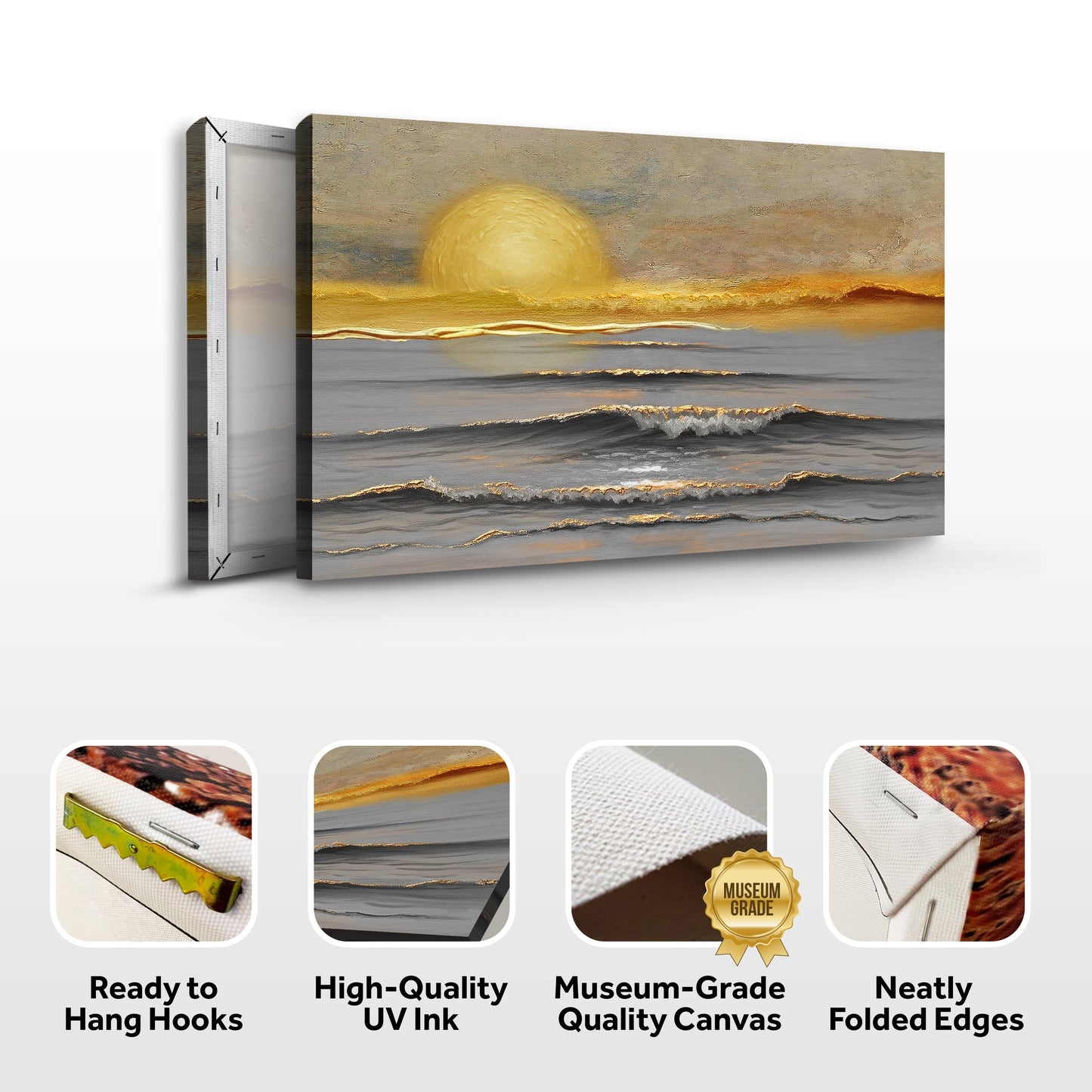 Golden Horizon Calm Canvas Wall Art - Landscape Print