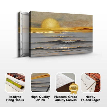 Golden Horizon Calm Canvas Wall Art - Landscape Print