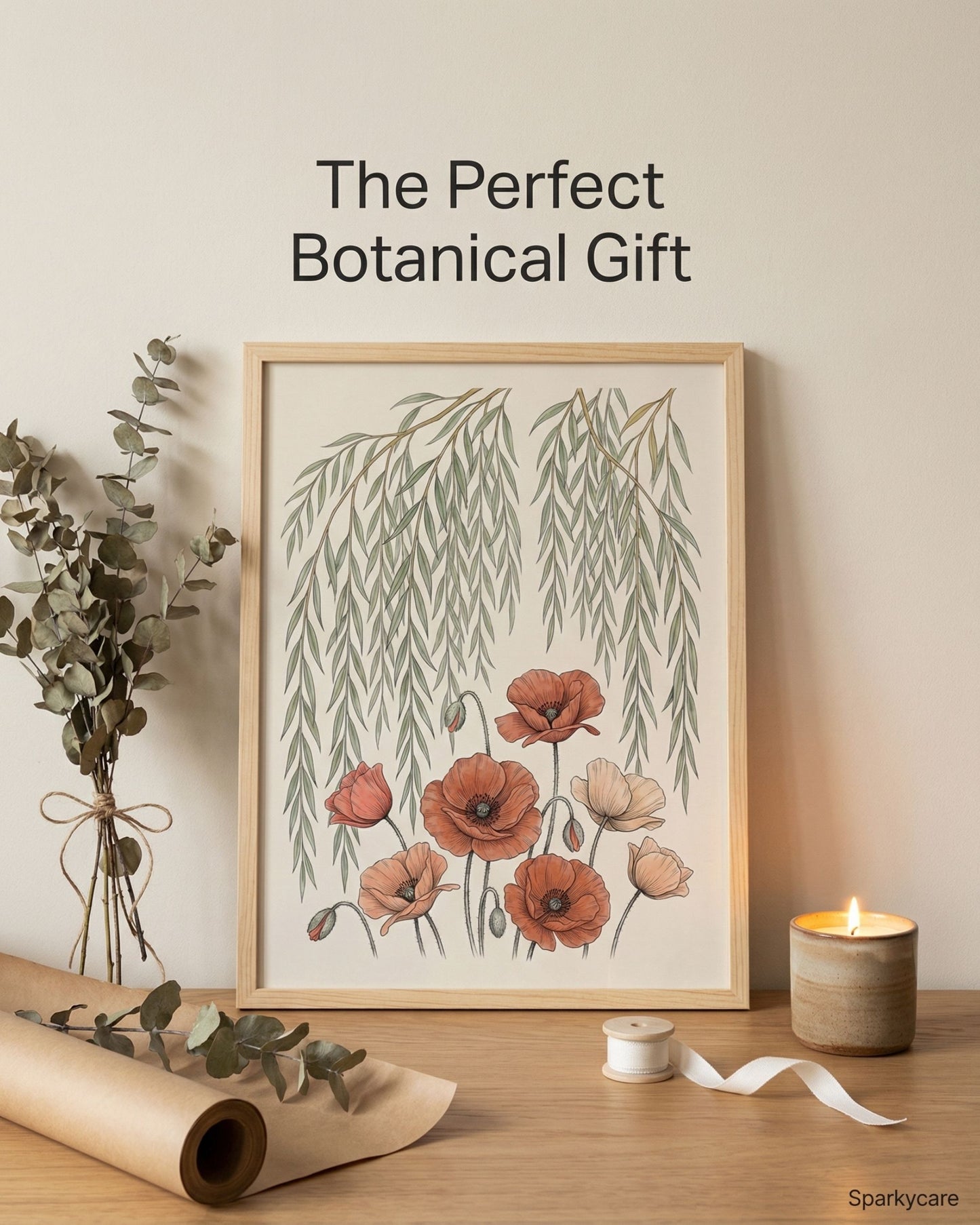 Willow Tree and Poppy Botanical 9th Anniversary Wall Art
