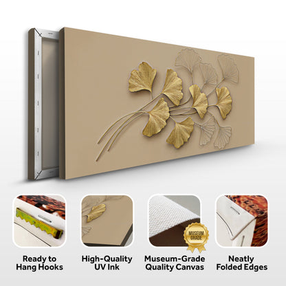 Golden Botanical Canvas Wall Art - Floral Nature Print