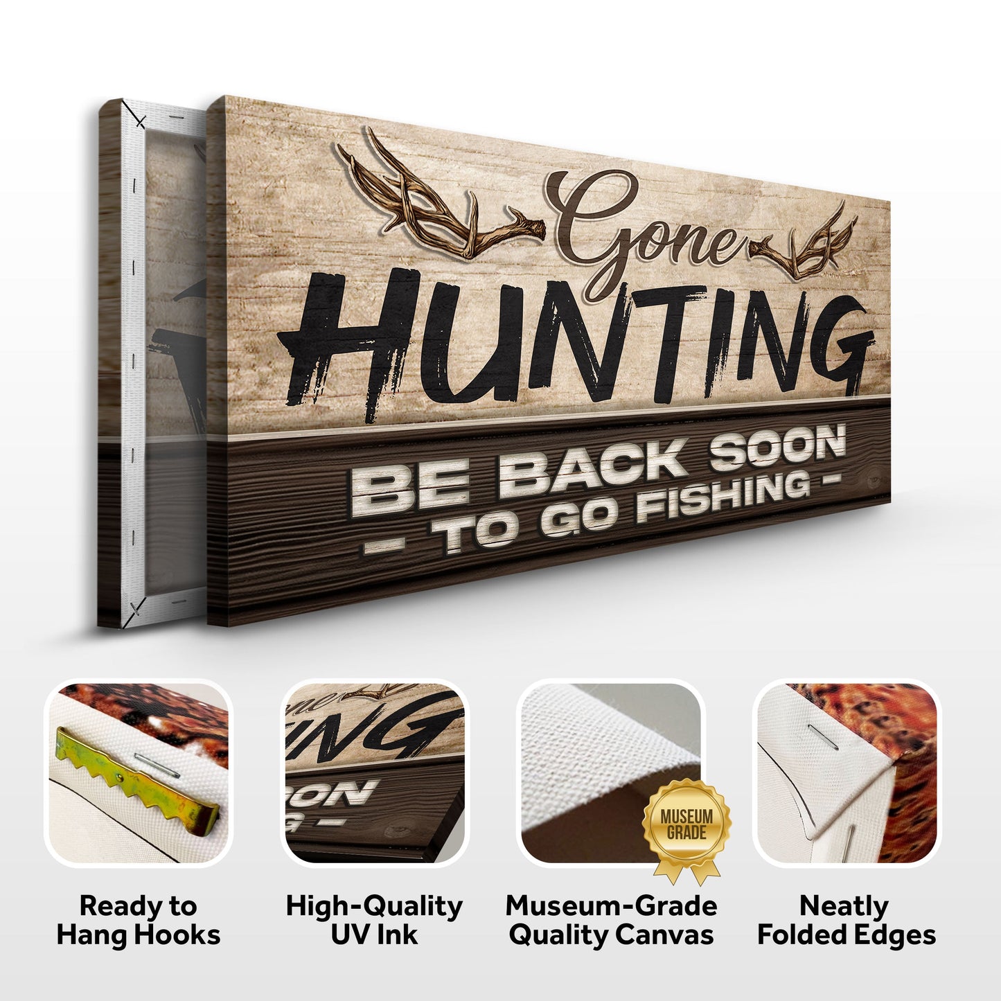 Gone Hunting Canvas Wall Art - Outdoor Sign Print