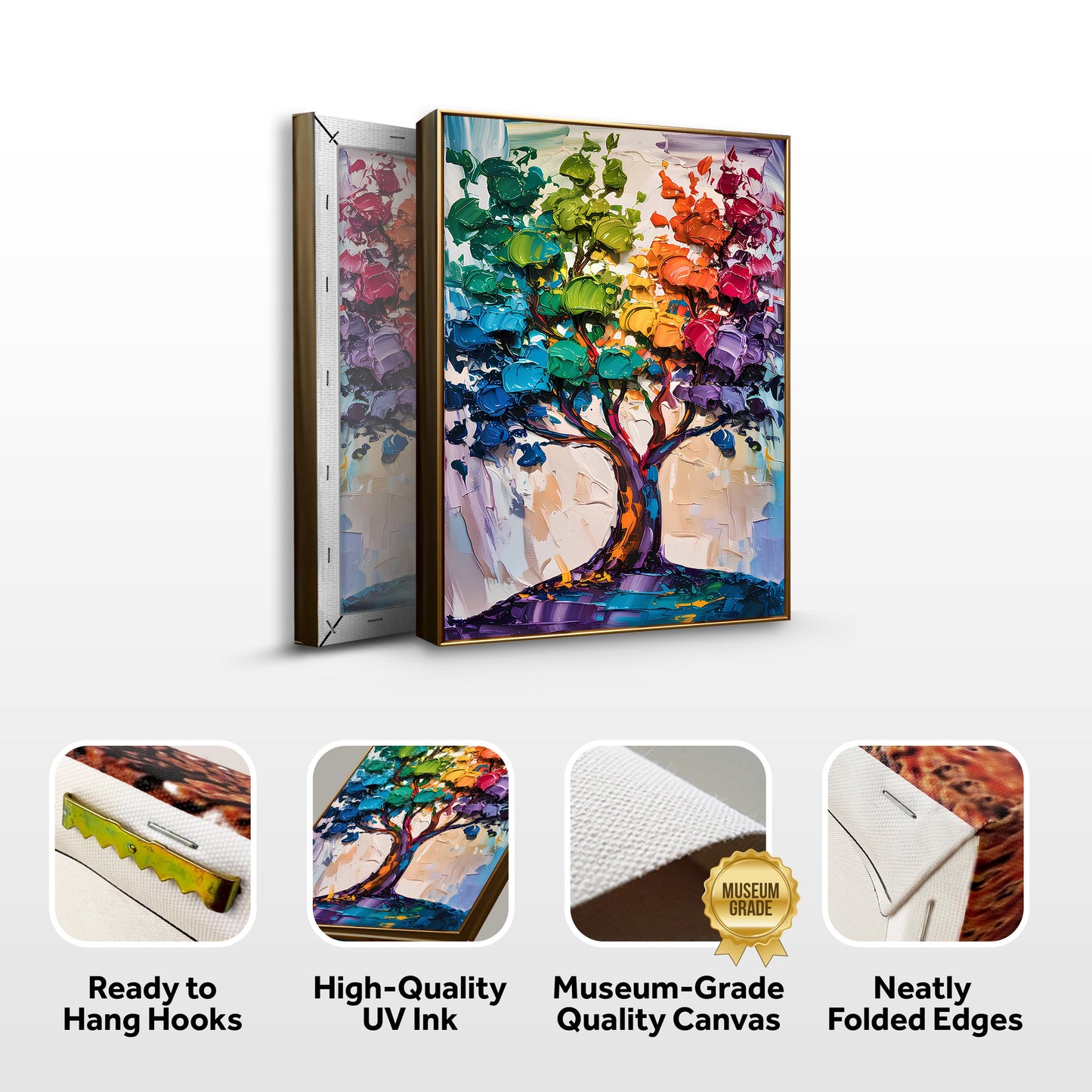 Rainbow Tree Abstract Canvas Wall Art