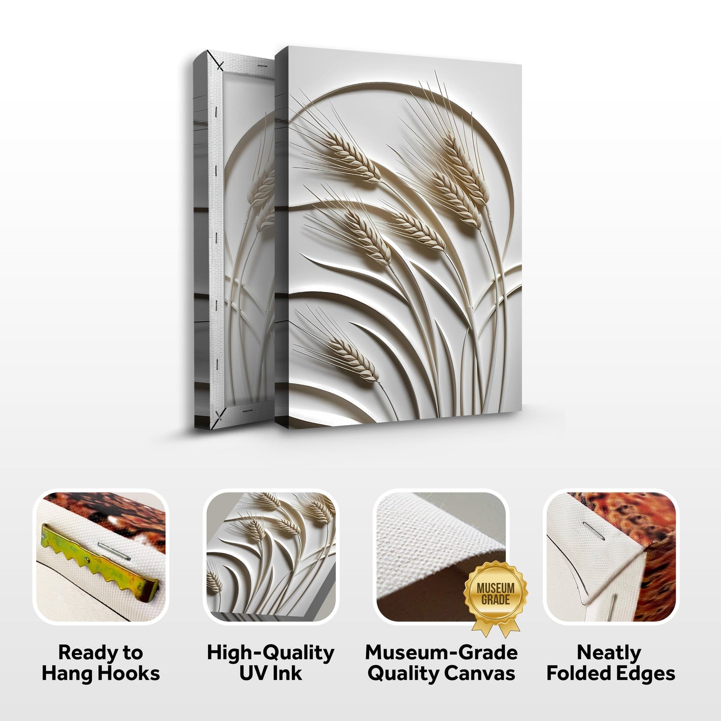 3D Minimalist Wheat Canvas Wall Art