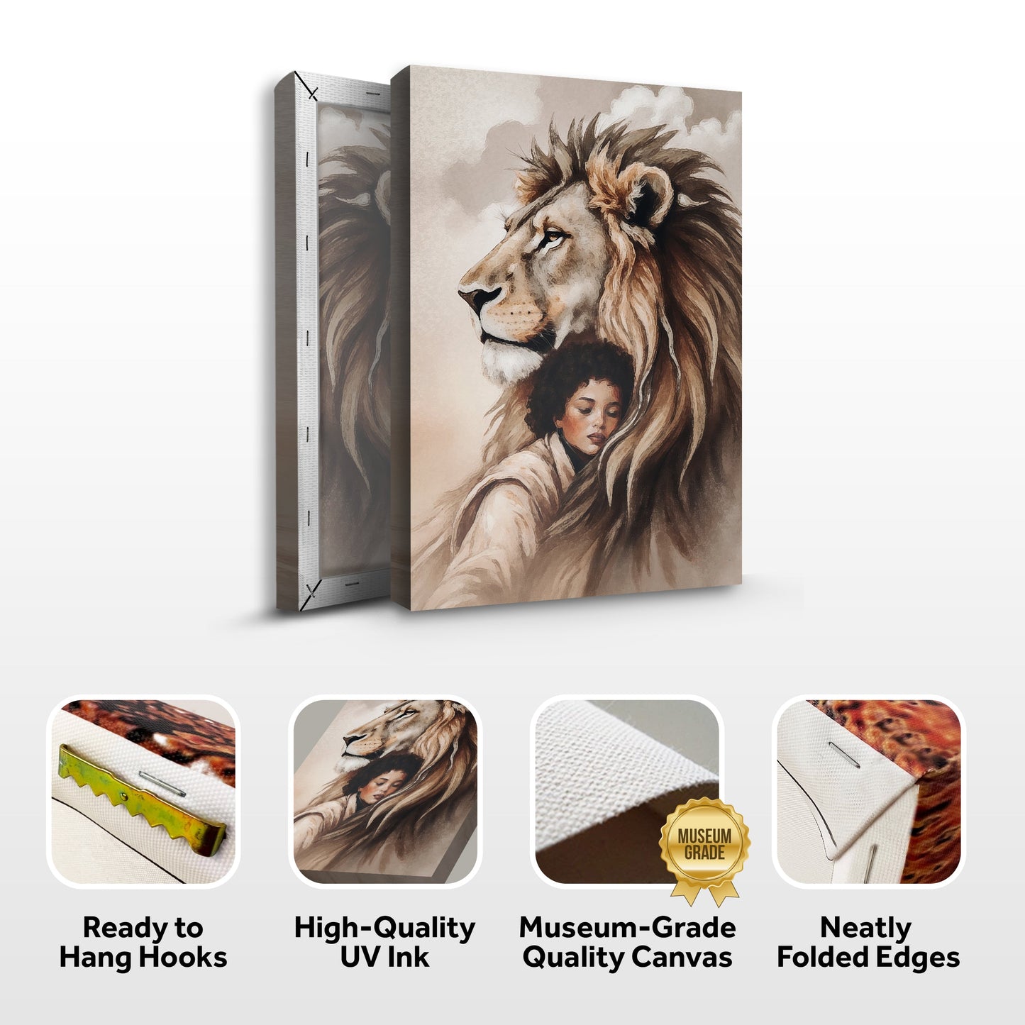 Lion and Girl Faith Canvas Wall Art