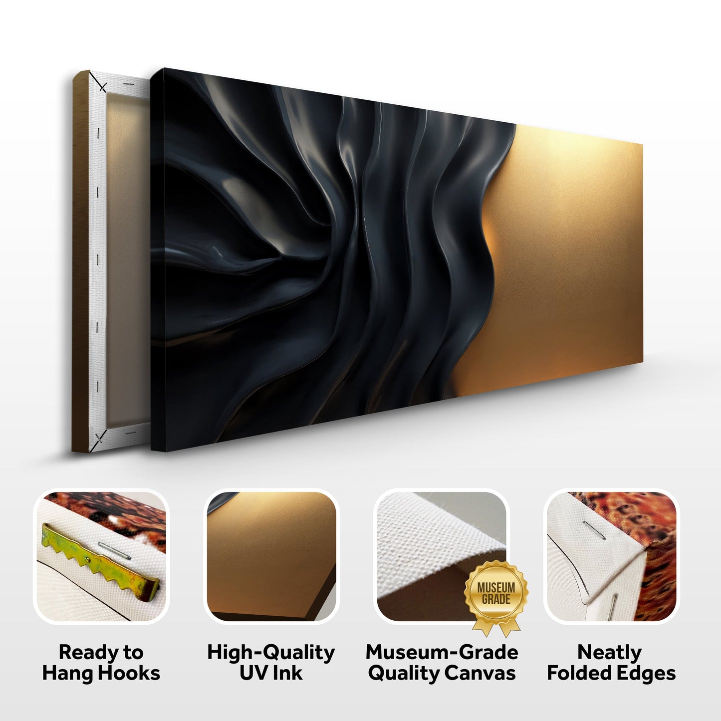 Black and Gold Abstract Minimalist Canvas Wall Art