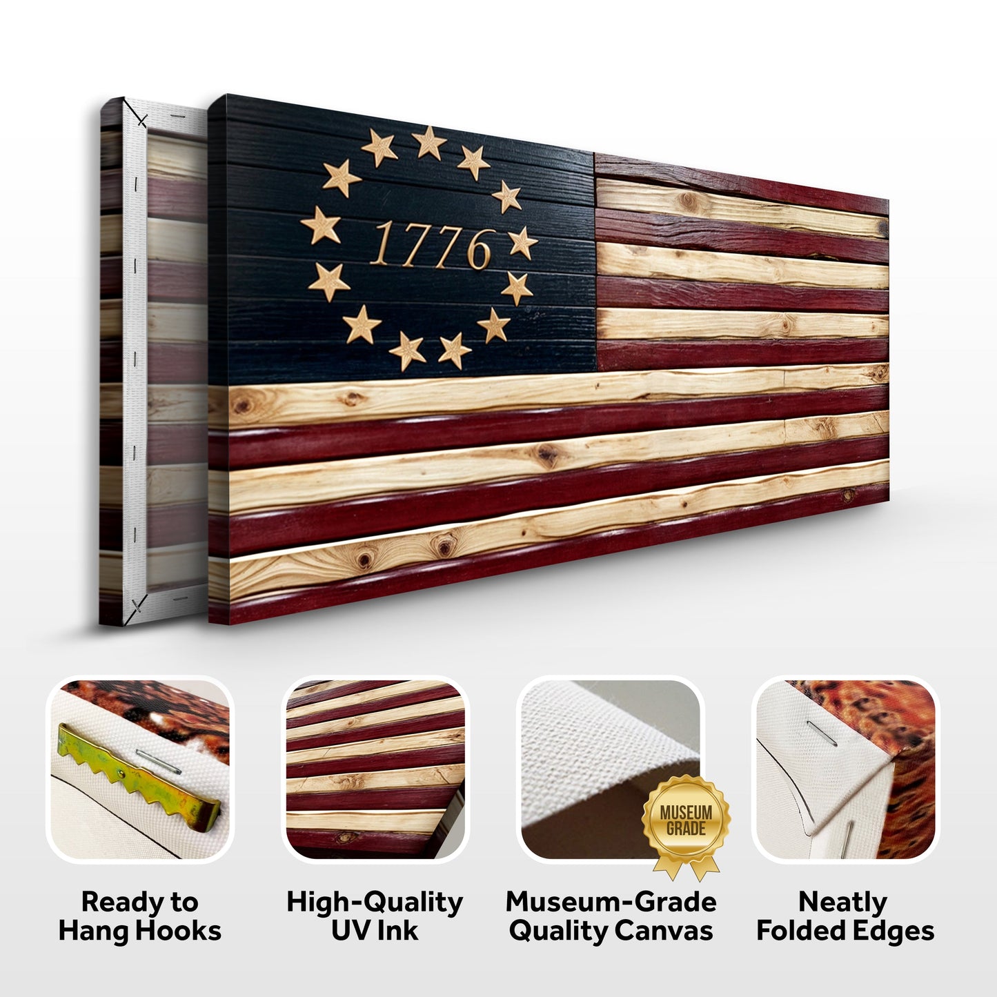 1776 American Flag Canvas Wall Art