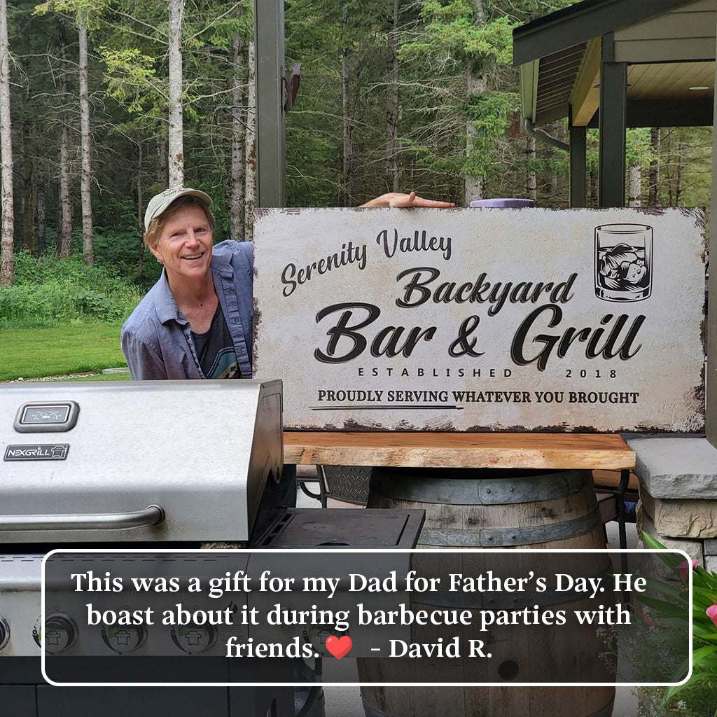 Backyard Bar and Grill Canvas Sign