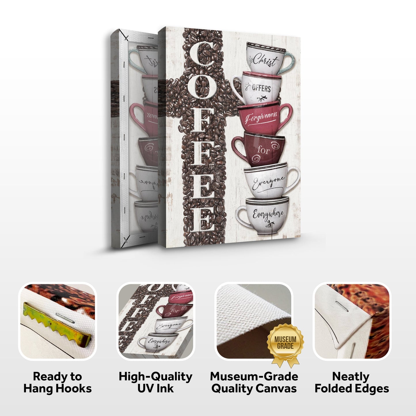 COFFEE Faith Sign Canvas Wall Art IV