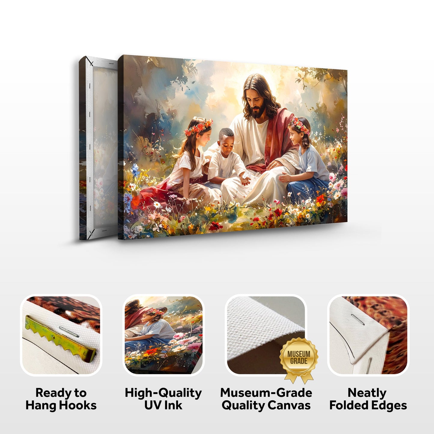 Jesus With Children Christian Canvas Wall Art