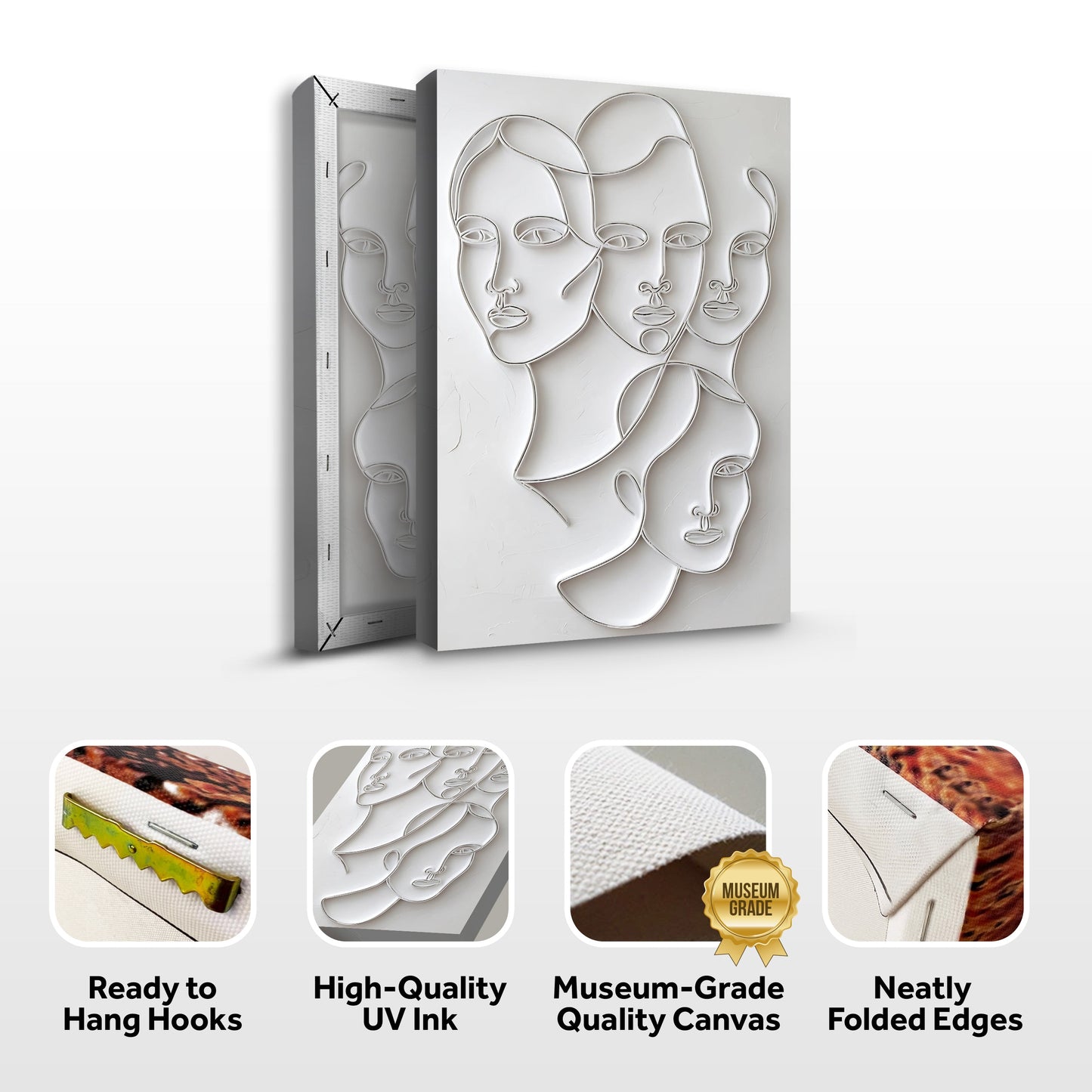3D Minimalist Faces Canvas Wall Art