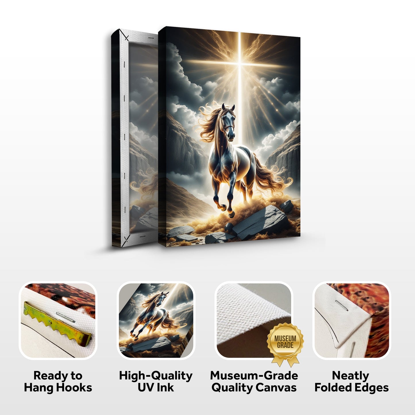 3D Horse Faith Canvas Wall Art II