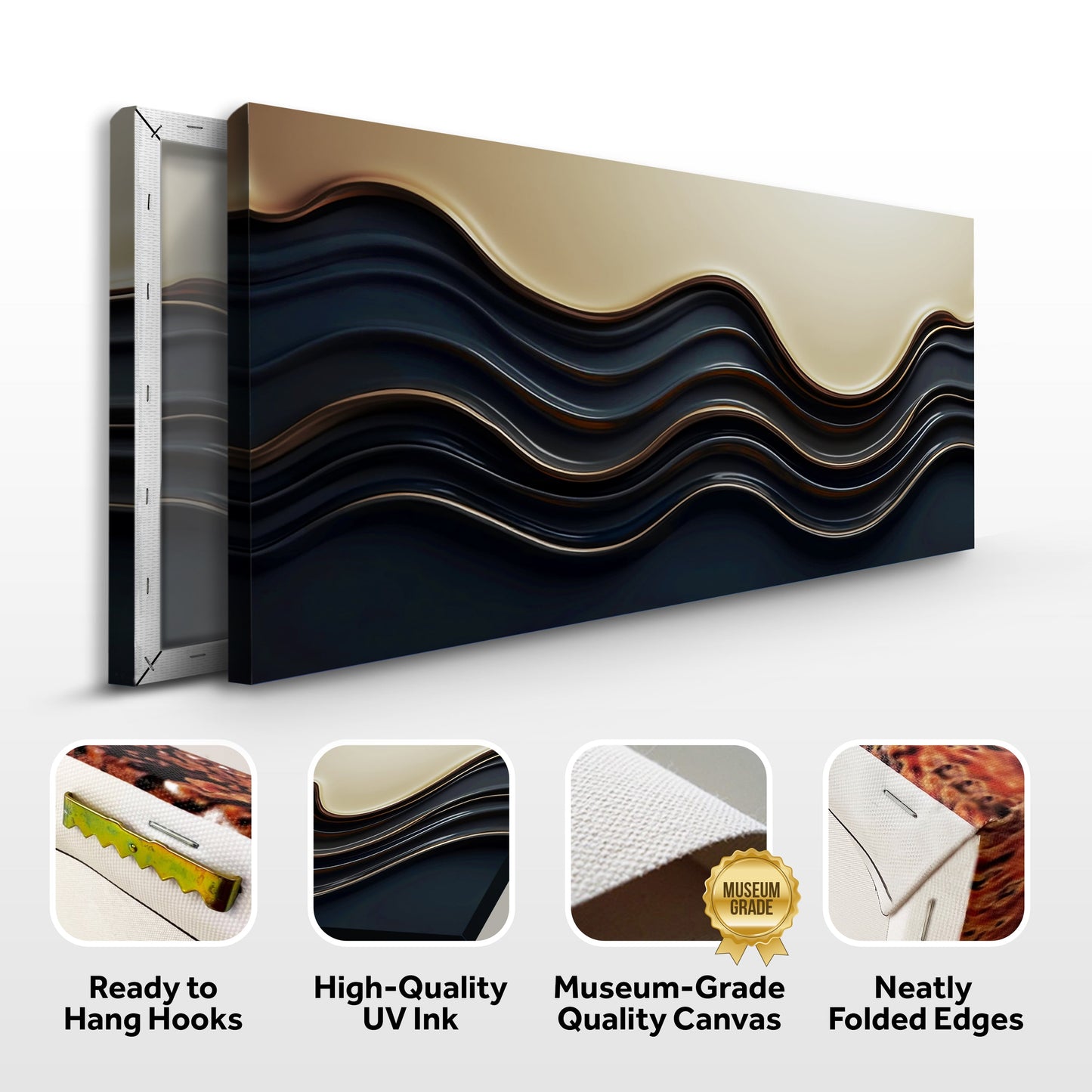Black and Gold Minimalist Abstract Canvas Wall Art