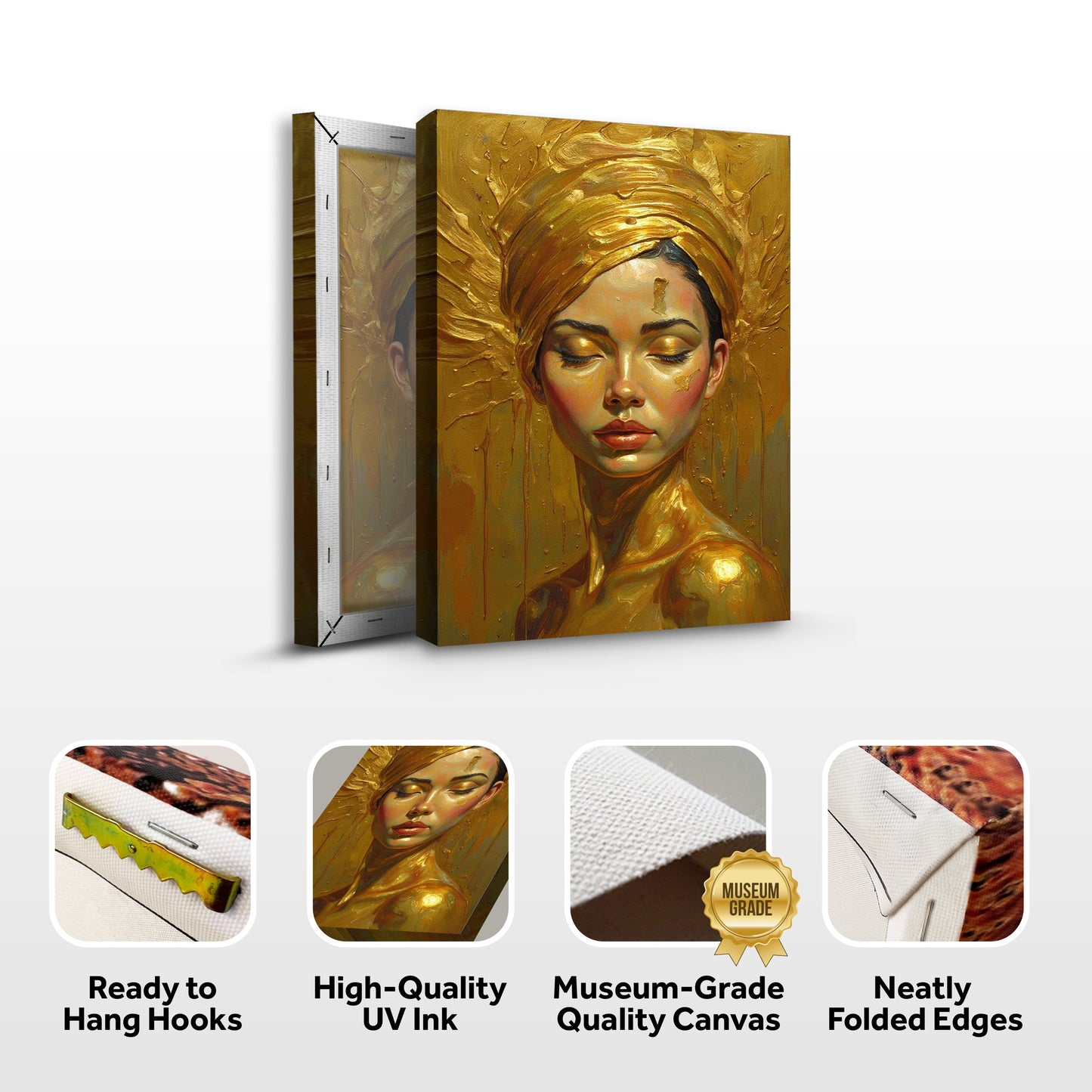 Woman's Golden Serenity Canvas Wall Art