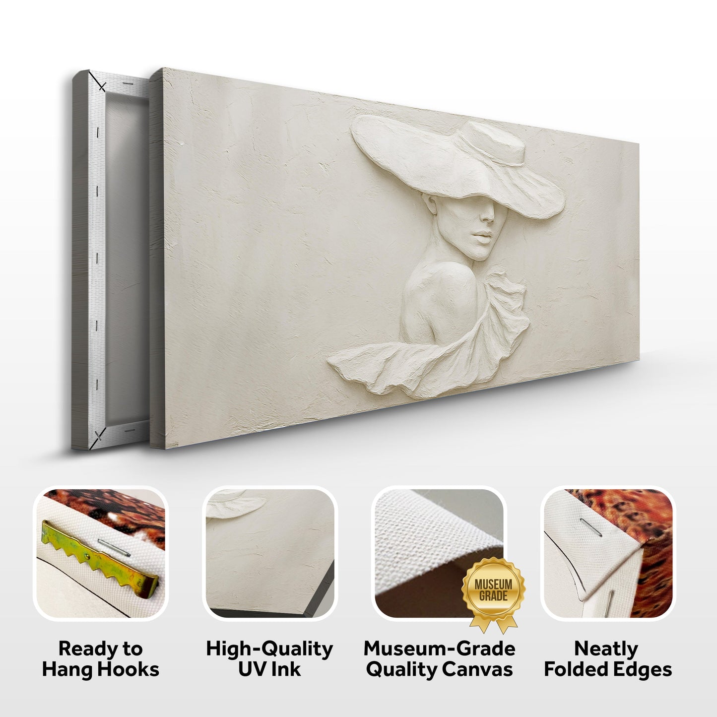 3D Minimalist Female Portrait Canvas Wall Art